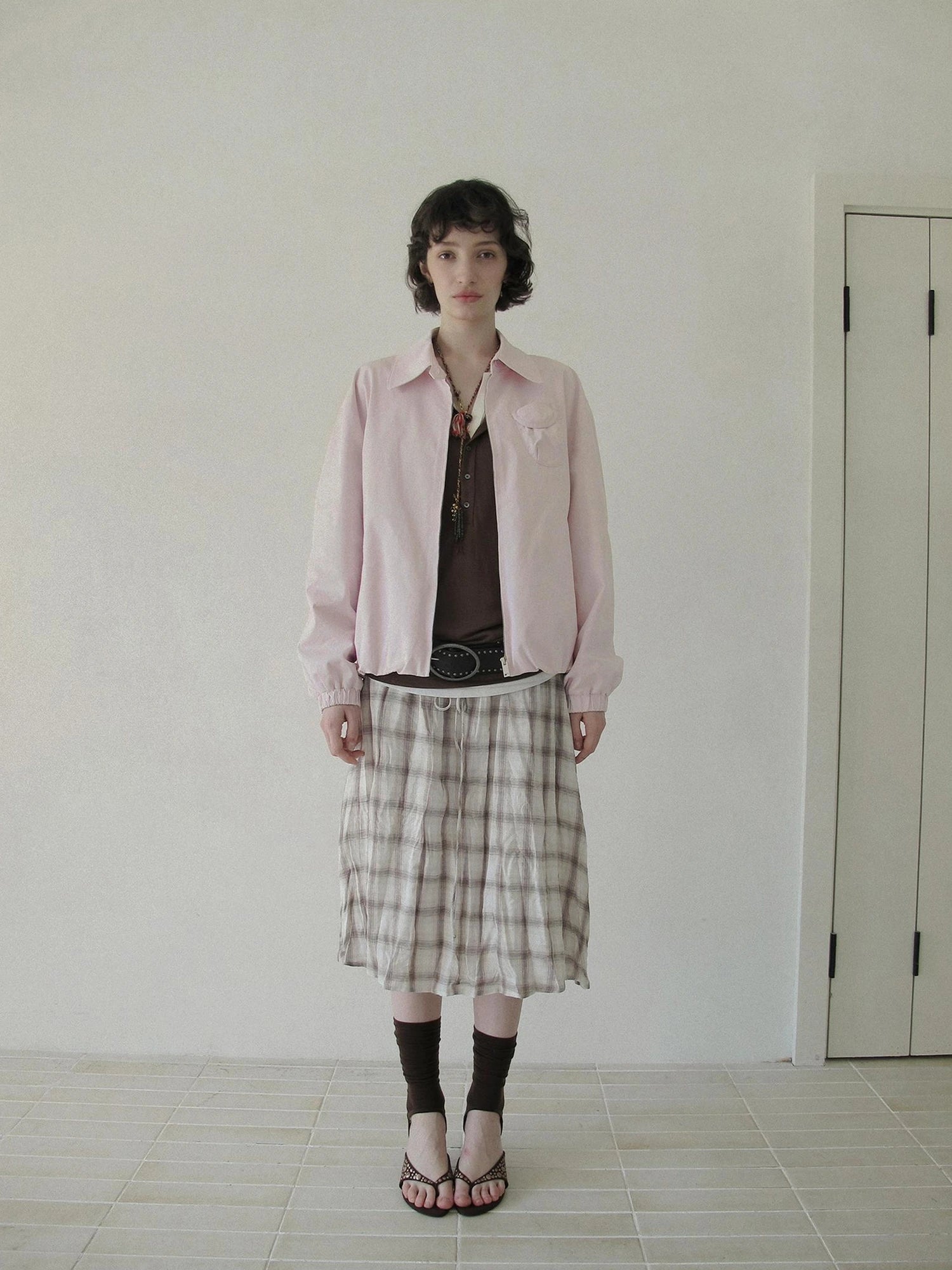 DKZ OFFICIAL Pink Utility Jacket With Pleated Back Hem