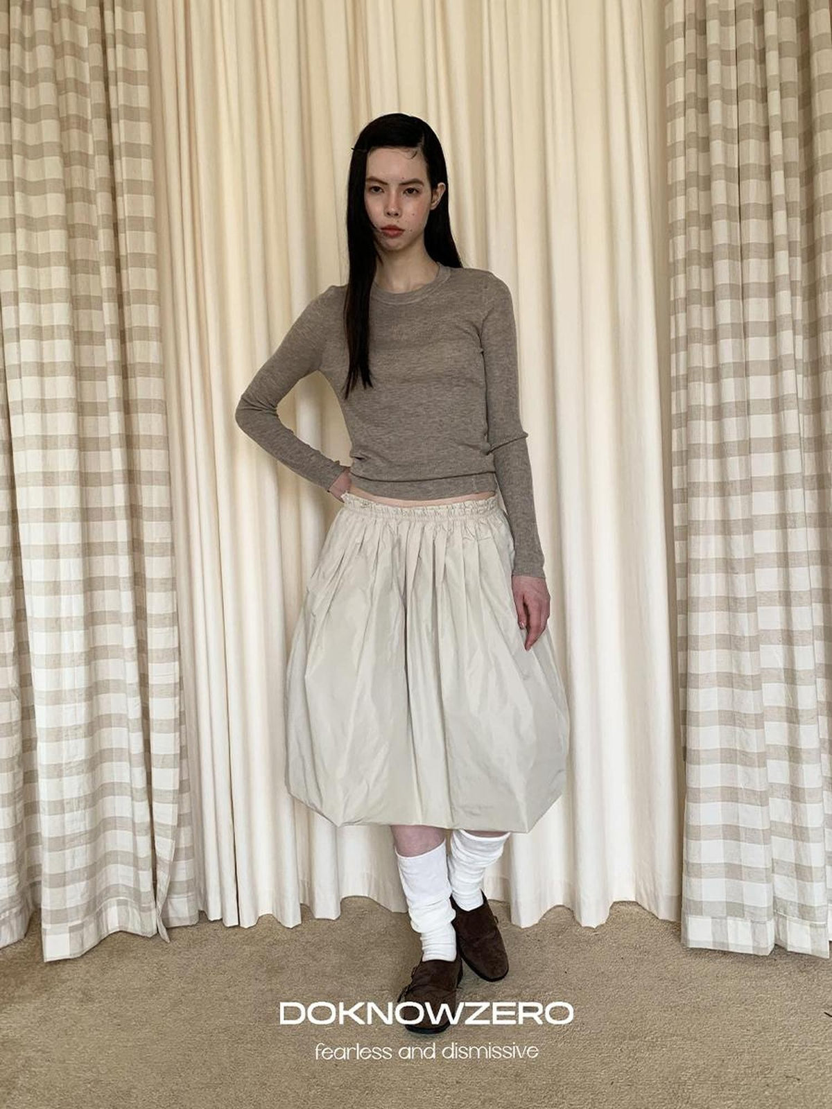 DKZ OFFICIAL Pleated Bubble Nylon Loose Fit Women&