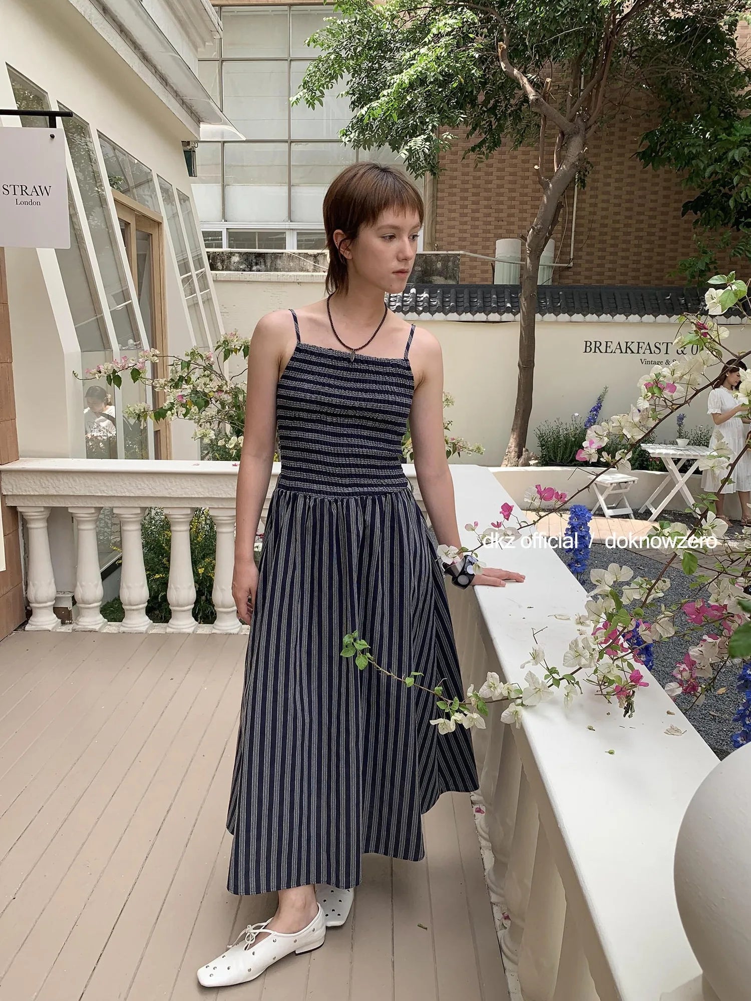 DKZ OFFICIAL Pleated Strappy Slip Maxi Dress