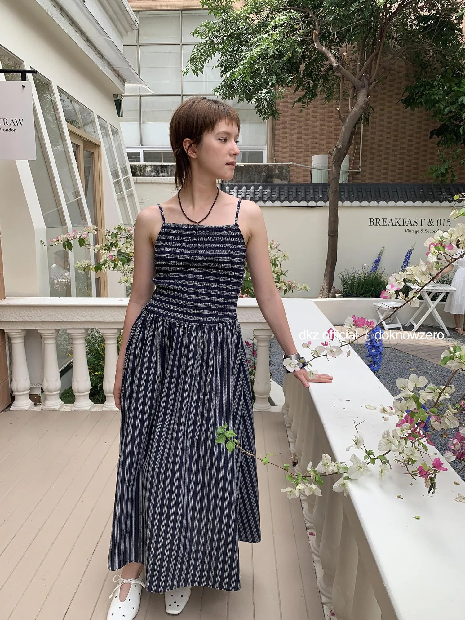 DKZ OFFICIAL Pleated Strappy Slip Maxi Dress