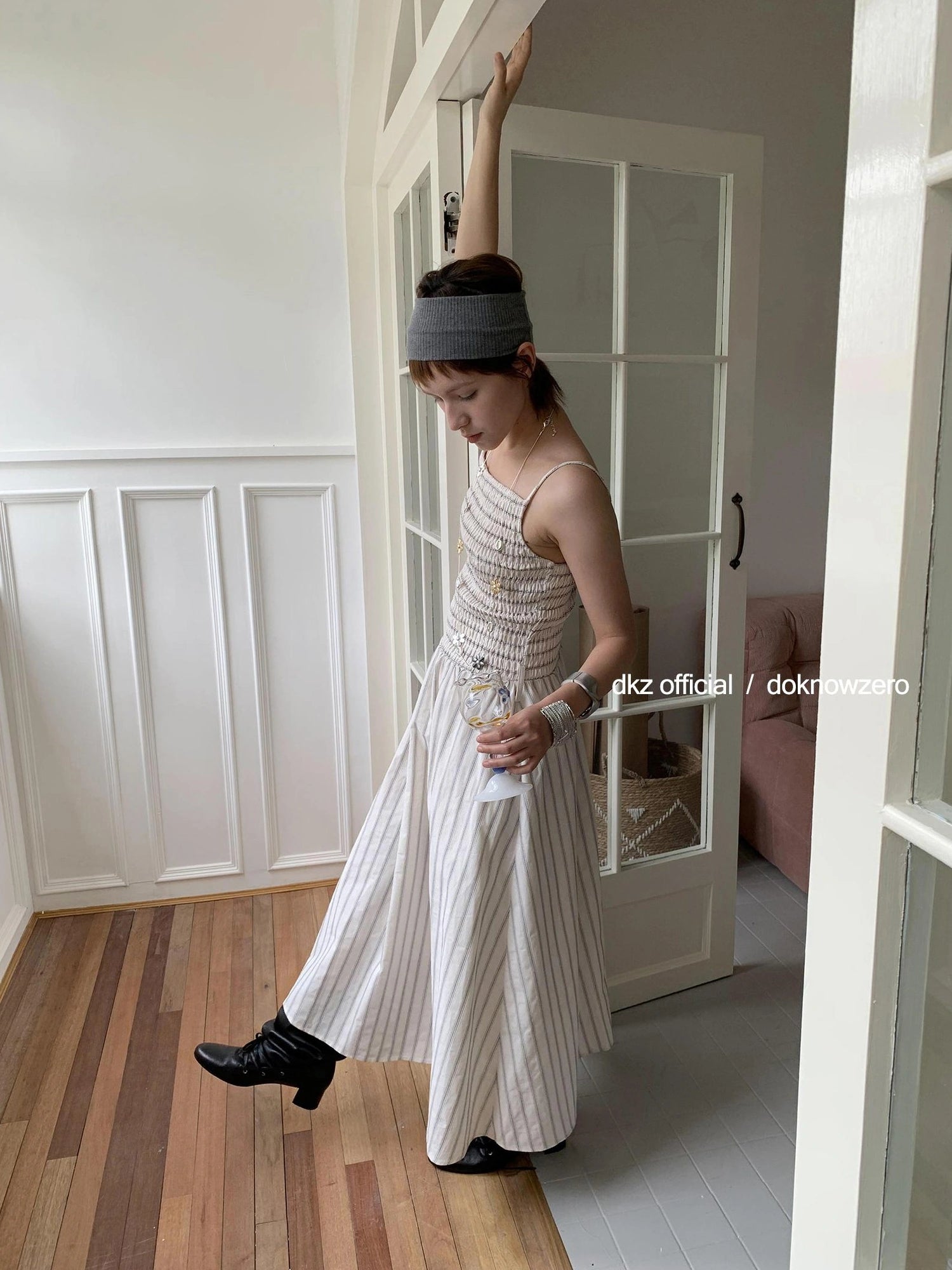 DKZ OFFICIAL Pleated Strappy Slip Maxi Dress