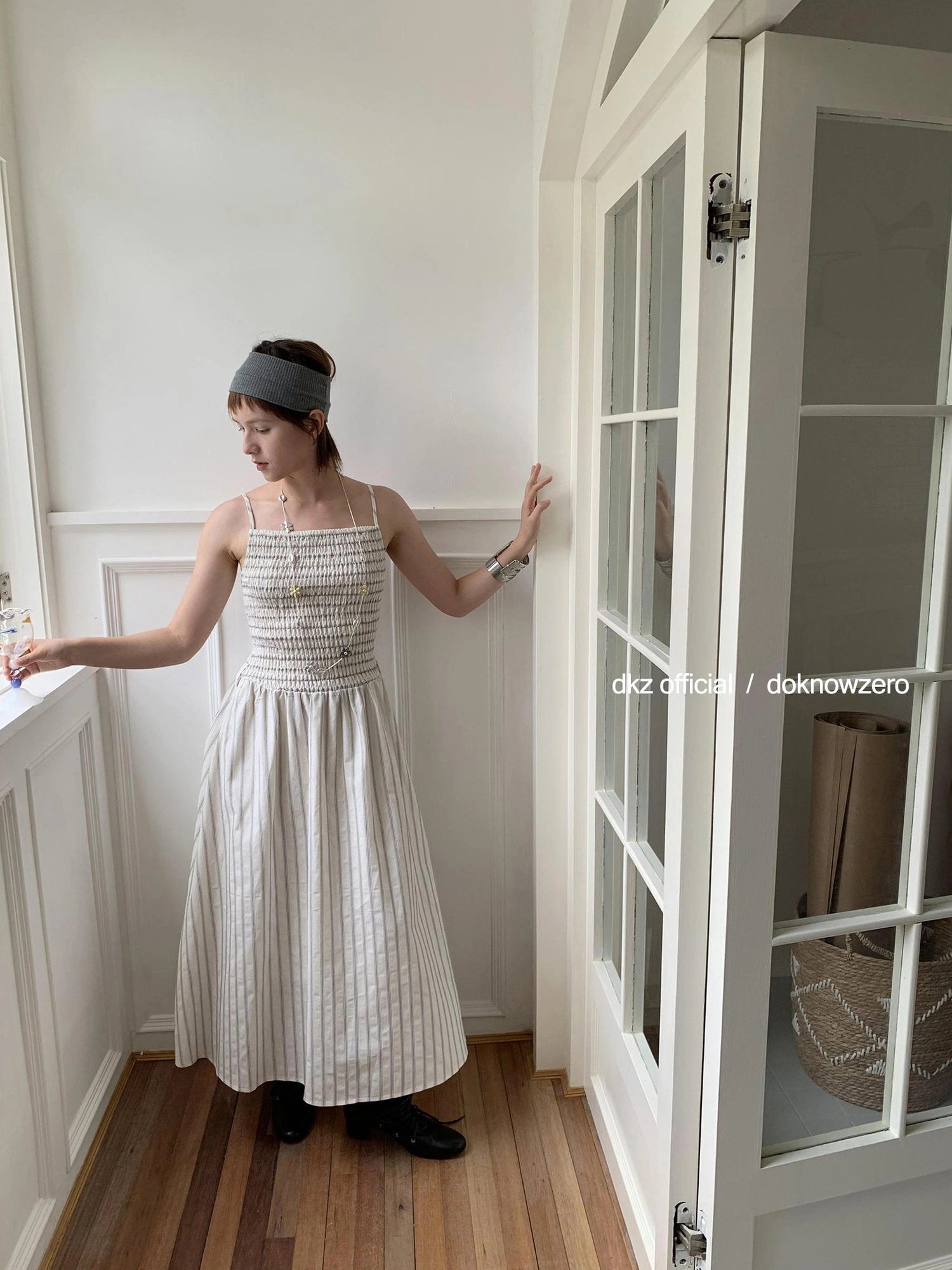 DKZ OFFICIAL Pleated Strappy Slip Maxi Dress