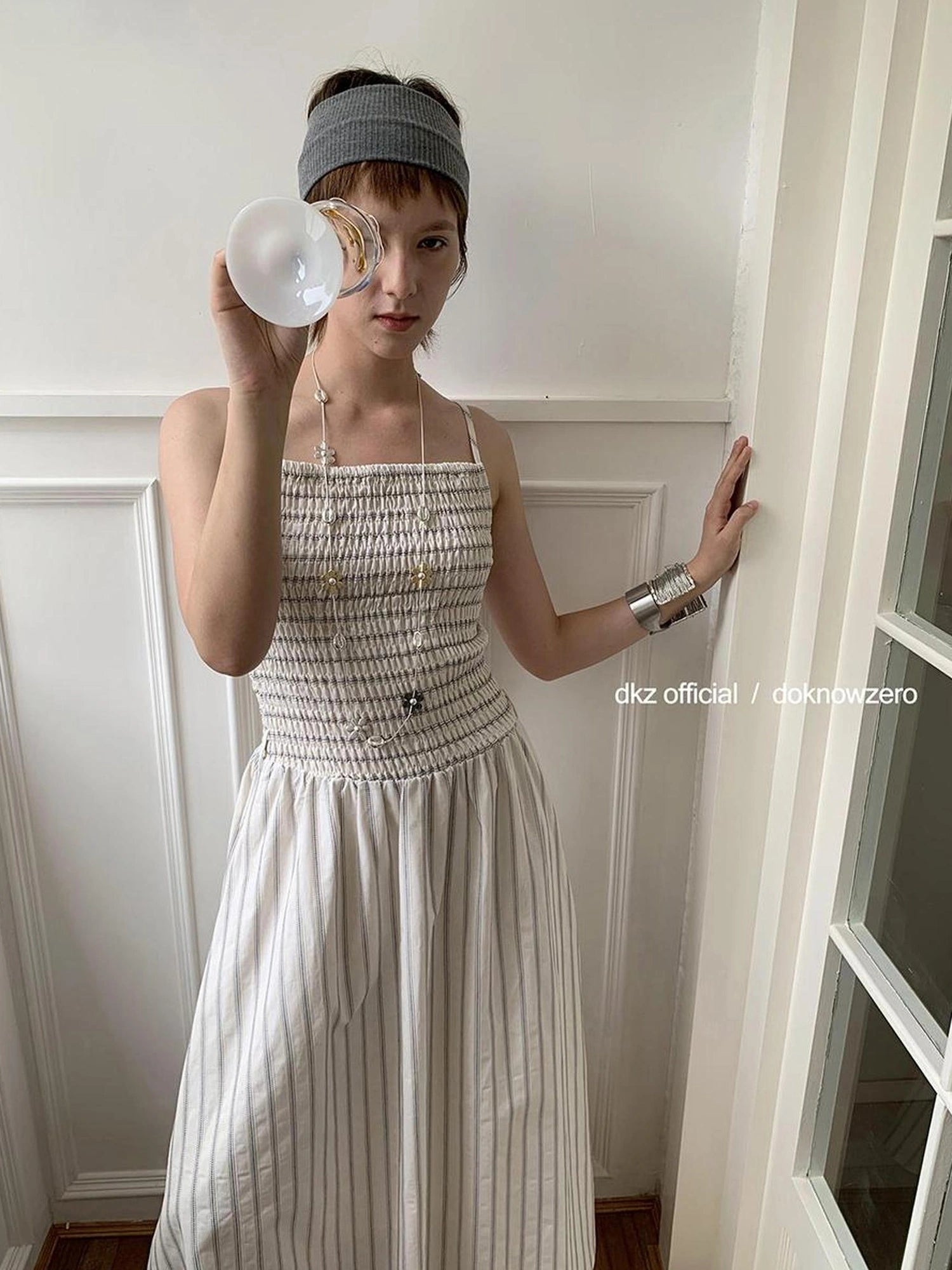 DKZ OFFICIAL Pleated Strappy Slip Maxi Dress