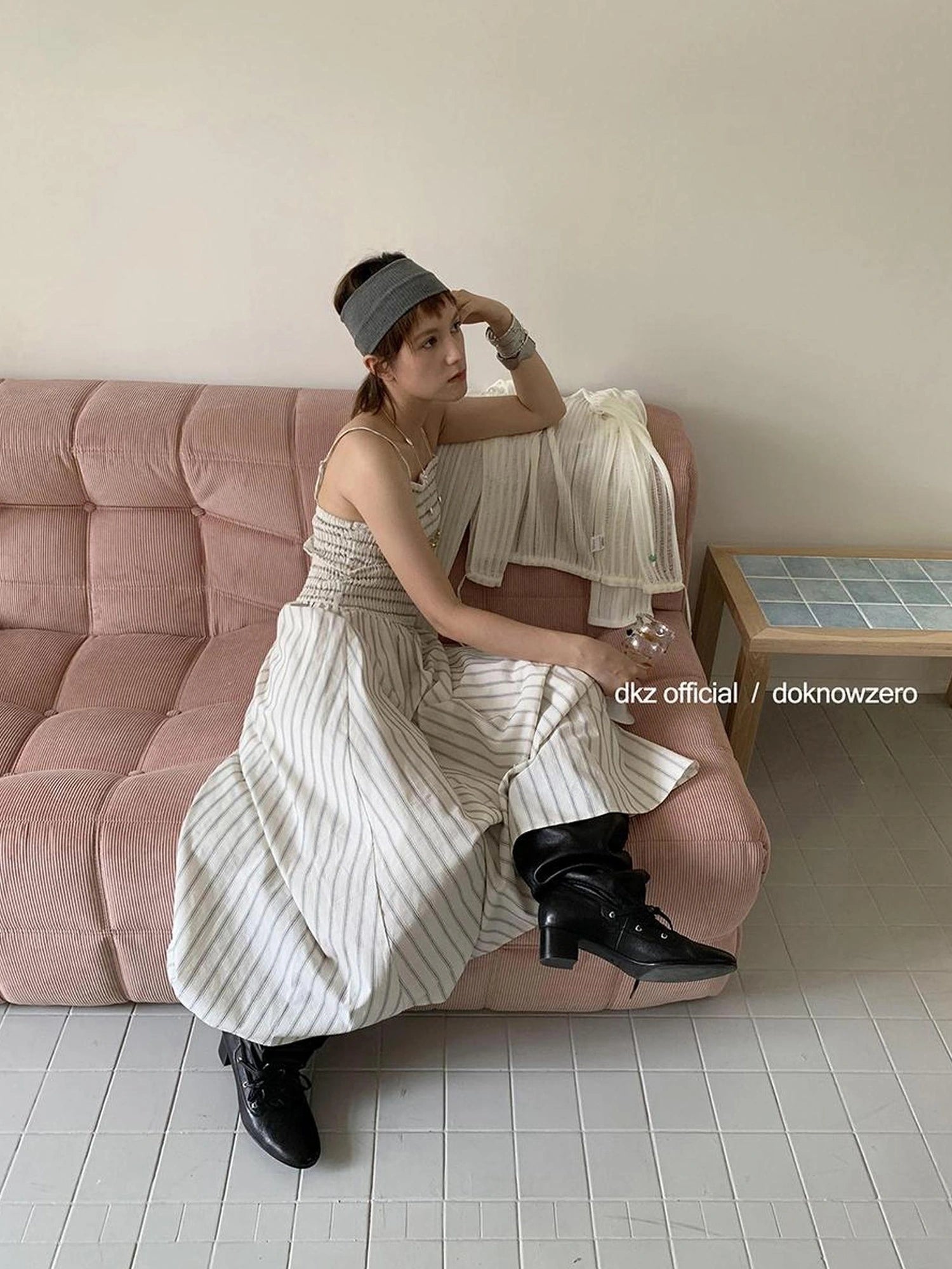 DKZ OFFICIAL Pleated Strappy Slip Maxi Dress