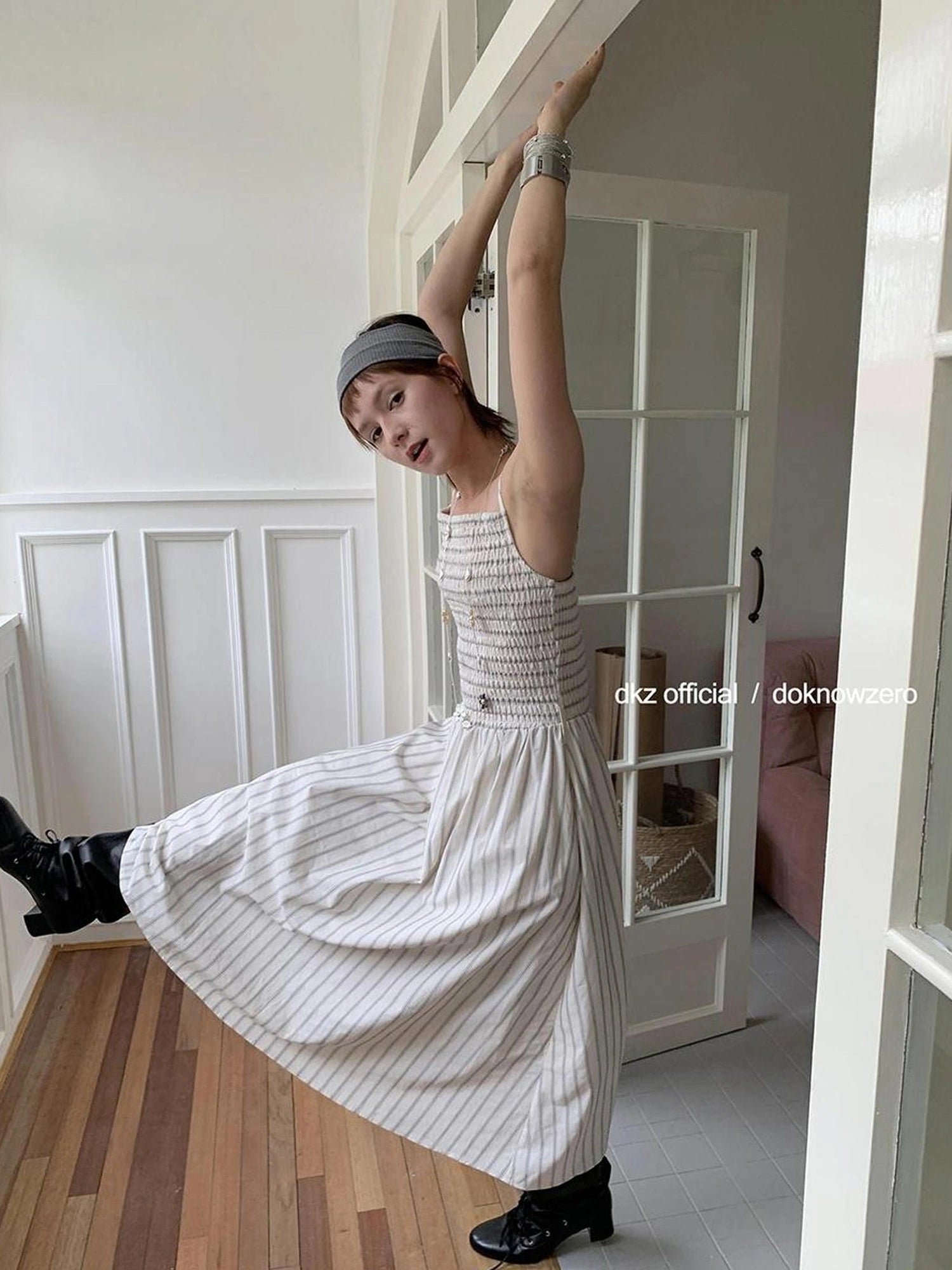 DKZ OFFICIAL Pleated Strappy Slip Maxi Dress