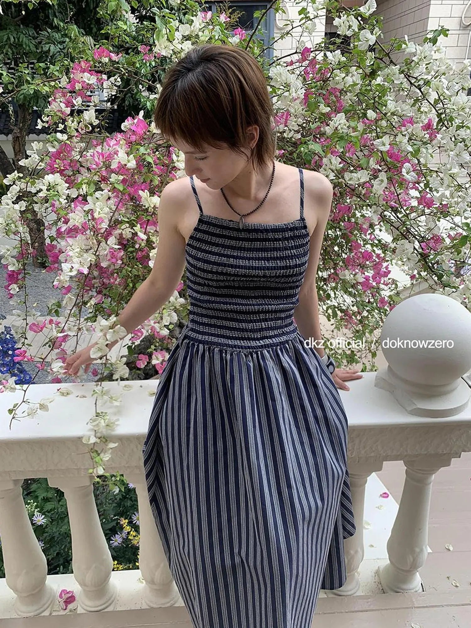 DKZ OFFICIAL Pleated Strappy Slip Maxi Dress