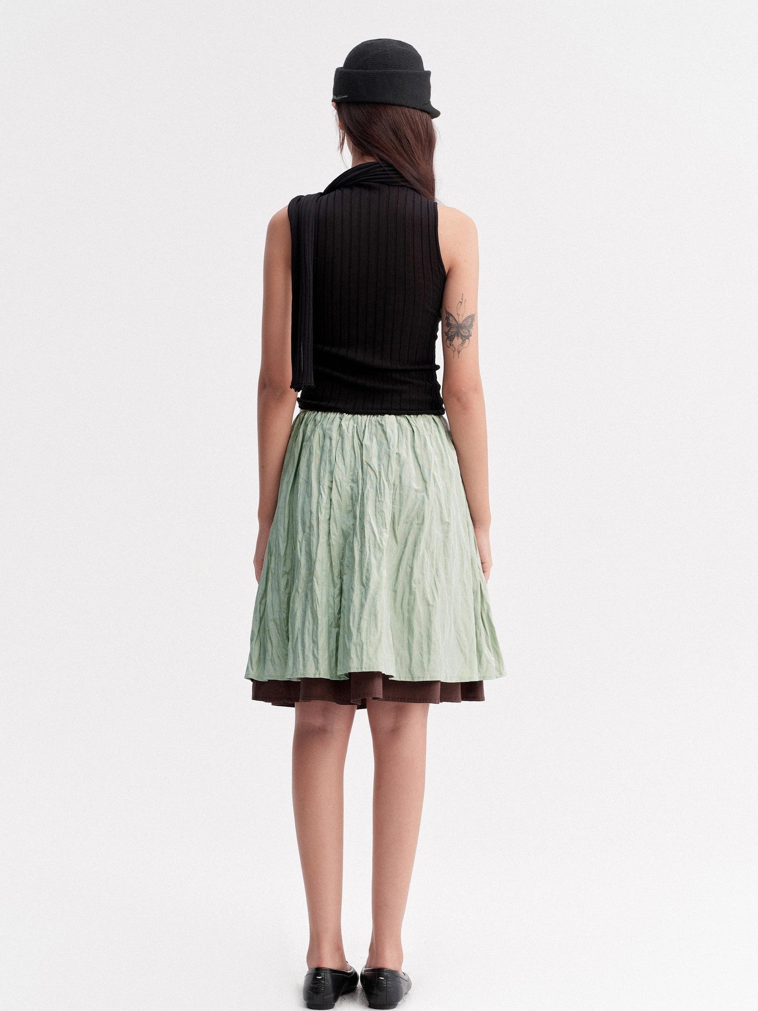 DKZ OFFICIAL Pleated Textured Metallic Women&