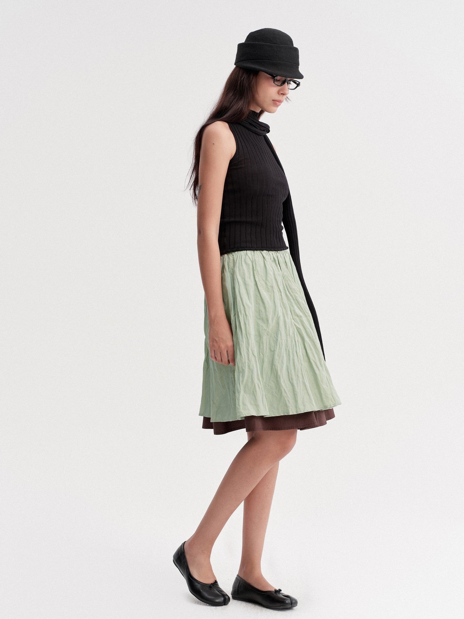 DKZ OFFICIAL Pleated Textured Metallic Women&