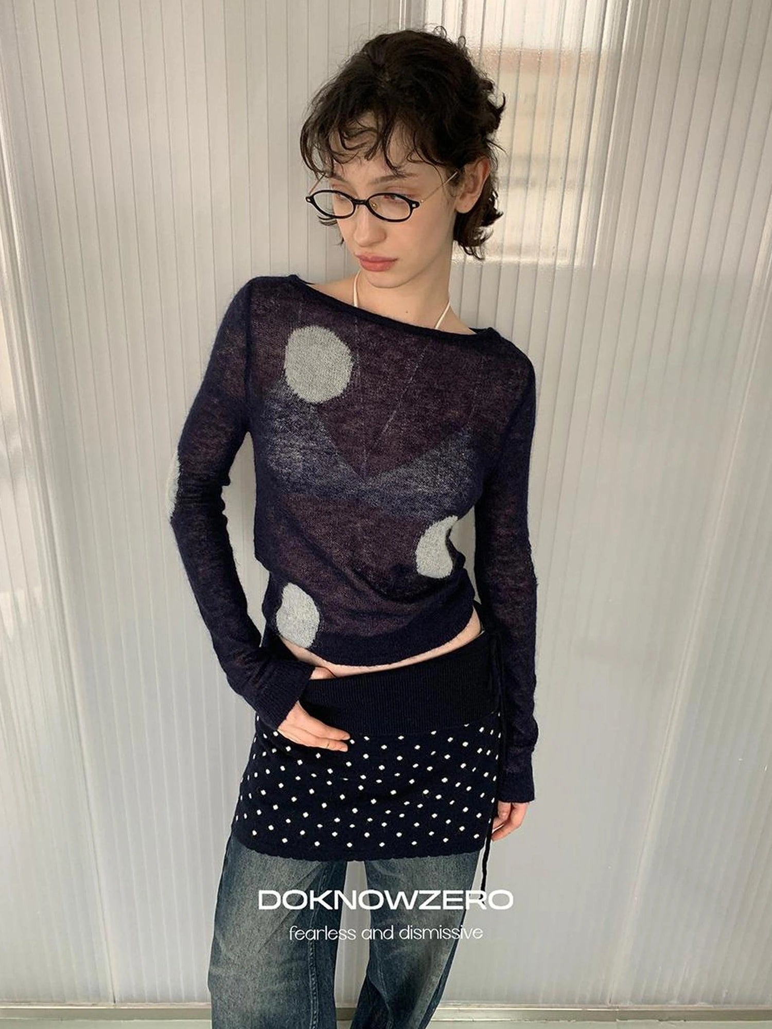 DKZ OFFICIAL Polka Dot Knit Straight Skirt For Women
