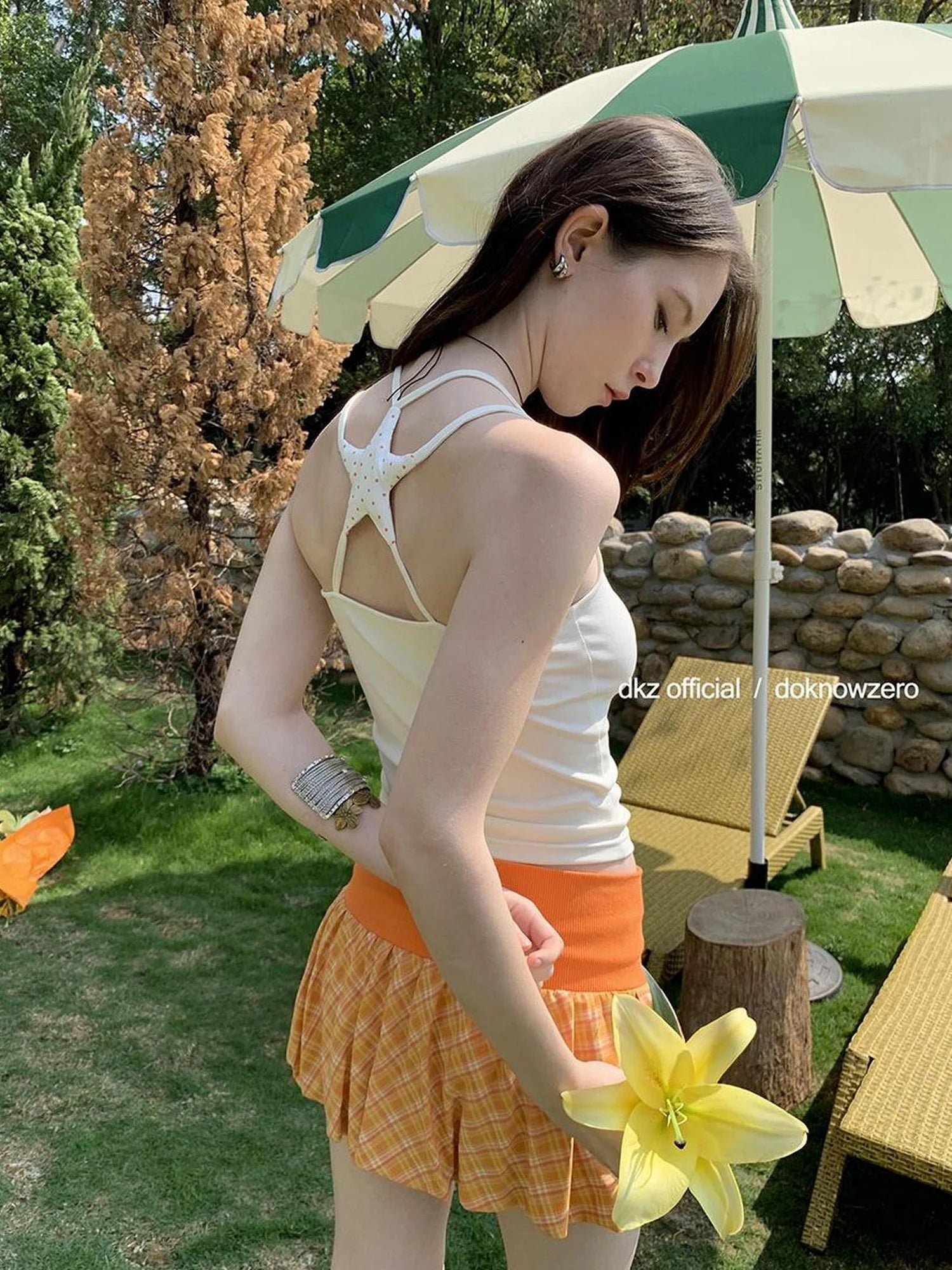 DKZ OFFICIAL Polka Dot Star Strappy Top