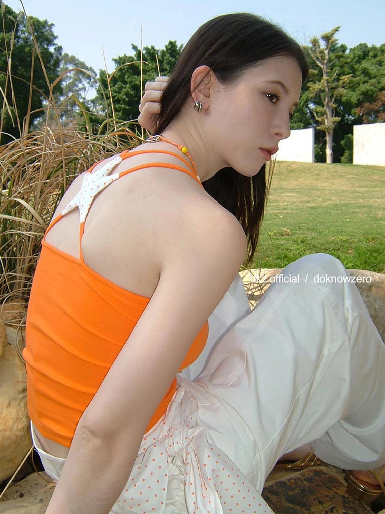 DKZ OFFICIAL Polka Dot Star Strappy Top