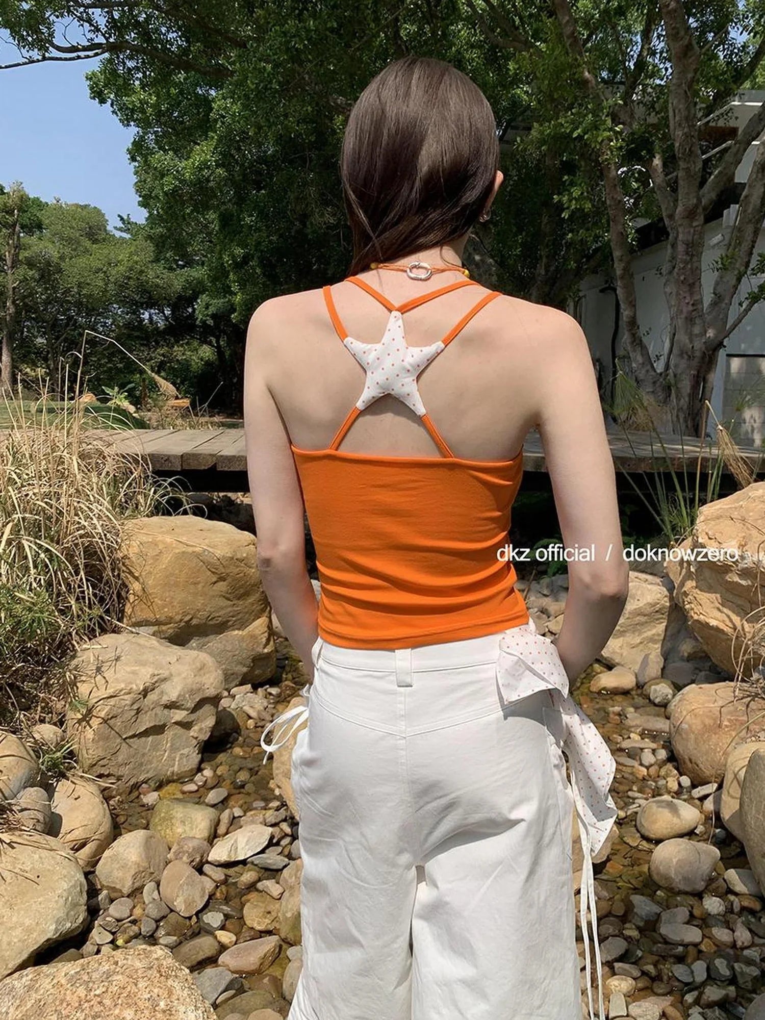 DKZ OFFICIAL Polka Dot Star Strappy Top