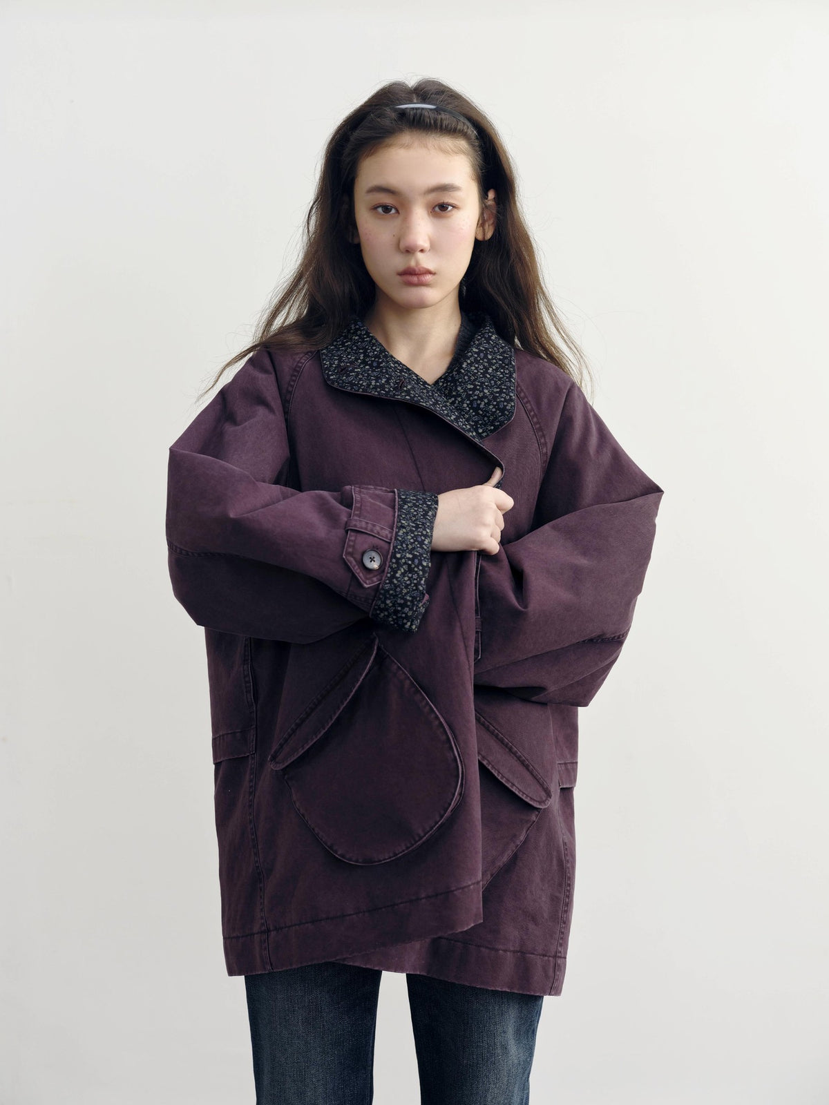 DKZ OFFICIAL Purple Floral Patchwork Quilted Loose Women&