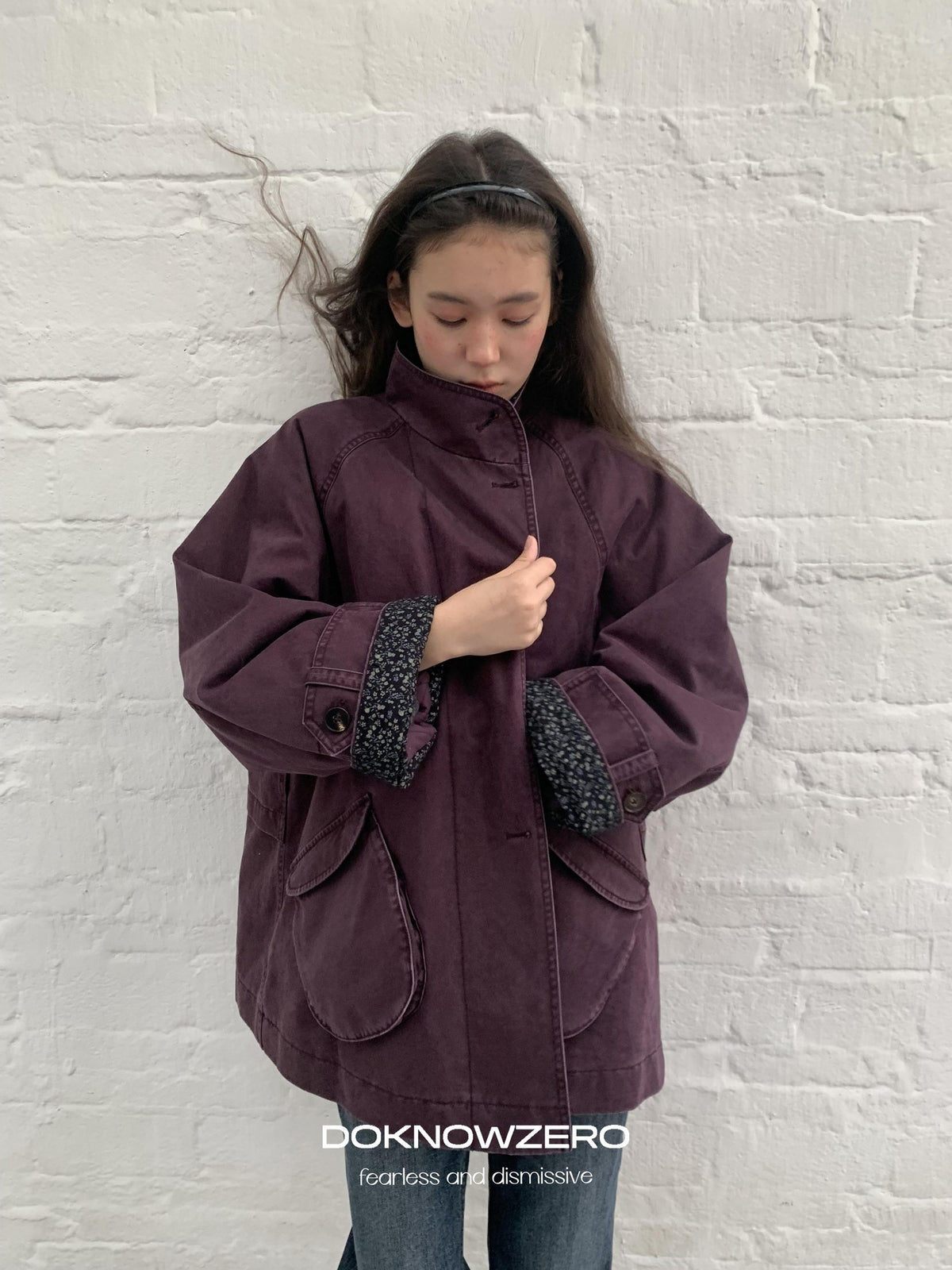 DKZ OFFICIAL Purple Floral Patchwork Quilted Loose Women&