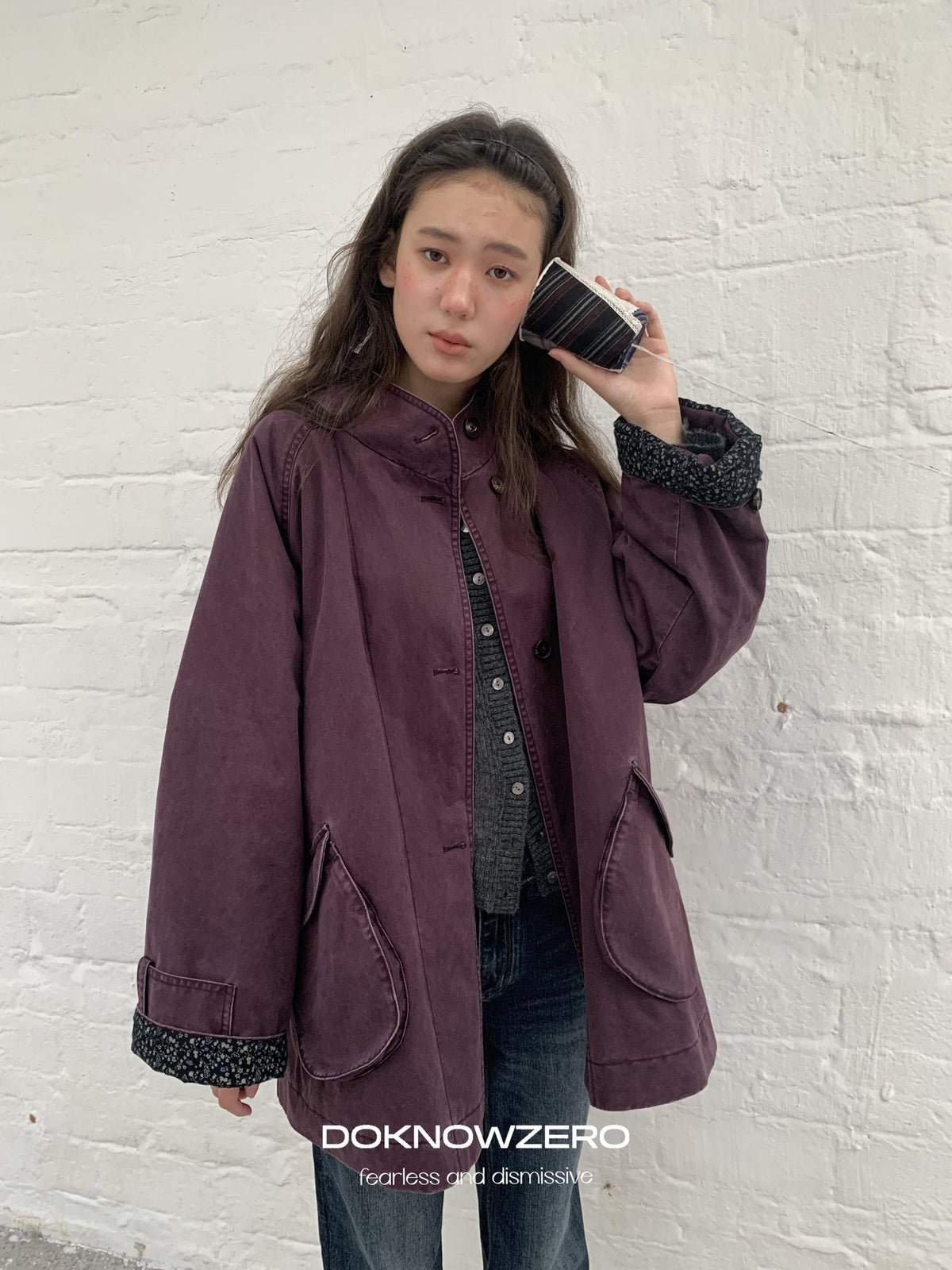 DKZ OFFICIAL Purple Floral Patchwork Quilted Loose Women&
