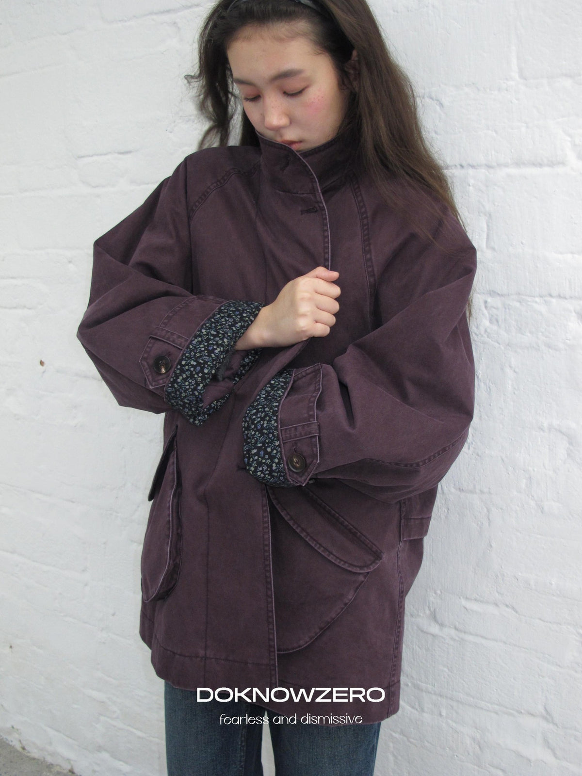 DKZ OFFICIAL Purple Floral Patchwork Quilted Loose Women&