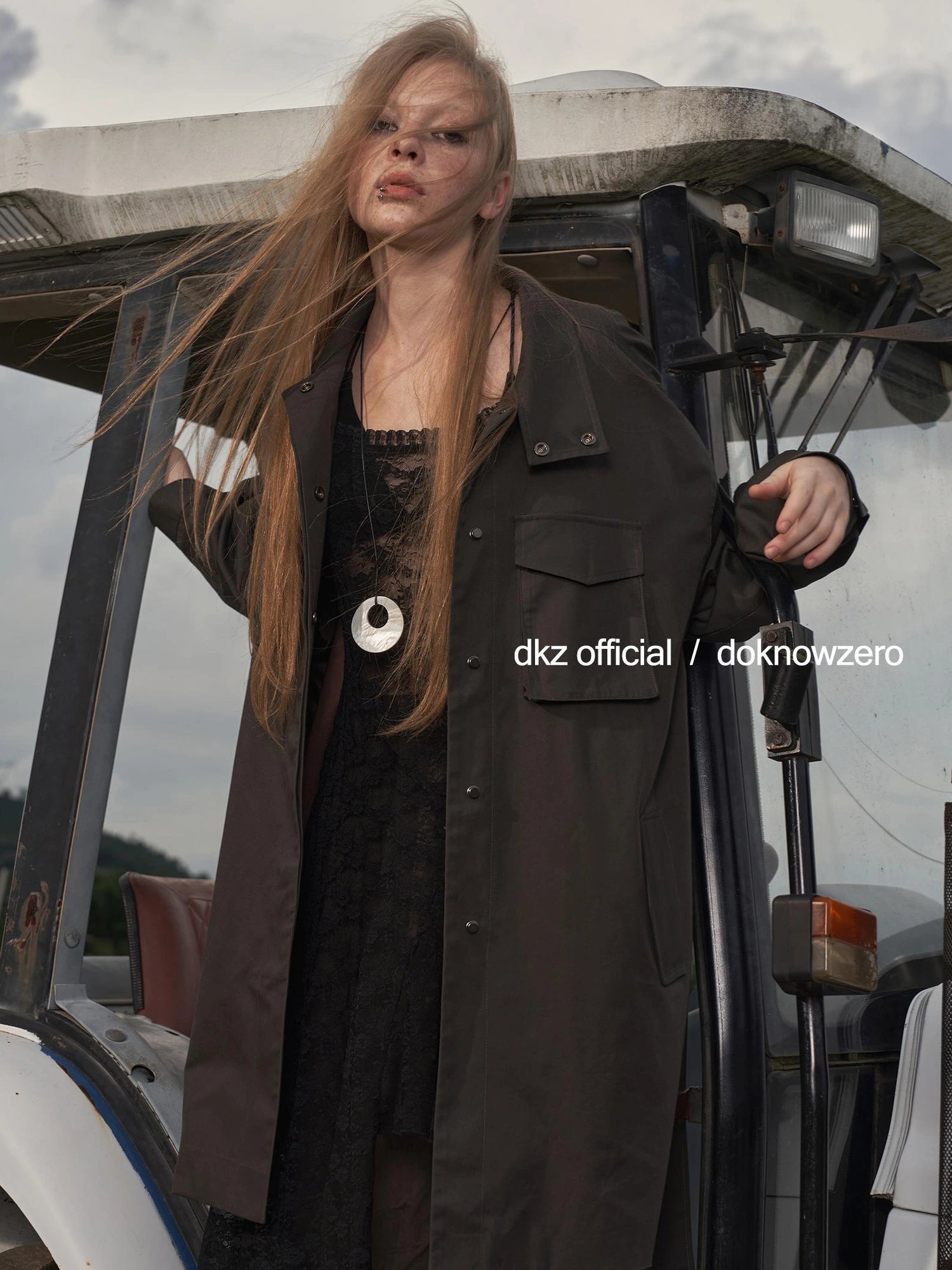 DKZ OFFICIAL Rayon Cotton Blend Grey Trench Coat With Pockets Mid Length Relaxed Fit