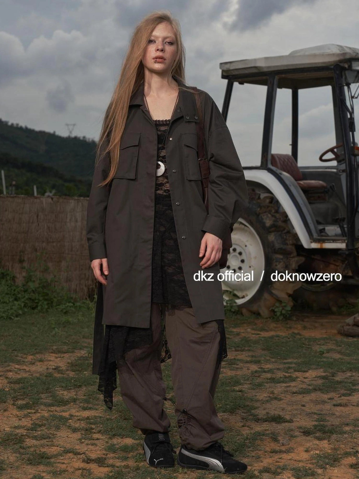 DKZ OFFICIAL Rayon Cotton Blend Grey Trench Coat With Pockets Mid Length Relaxed Fit