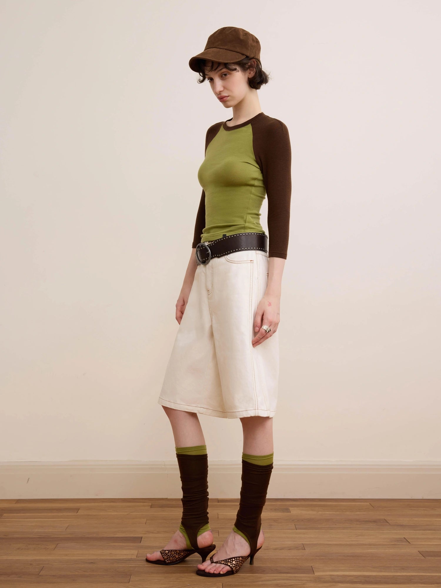 DKZ OFFICIAL Rayon Wool Blend Color Block Raglan Tee