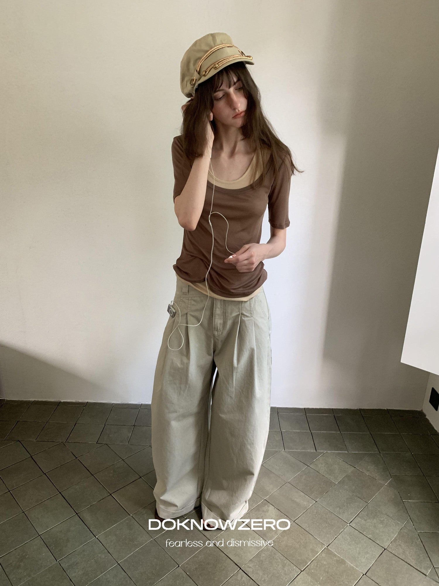 DKZ OFFICIAL Retro Colorblock U Neck Women&