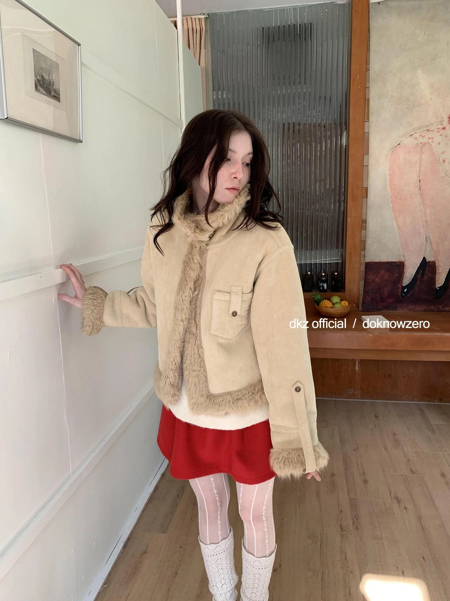 DKZ OFFICIAL Retro Faux Fur Collar Winter Jacket For Women