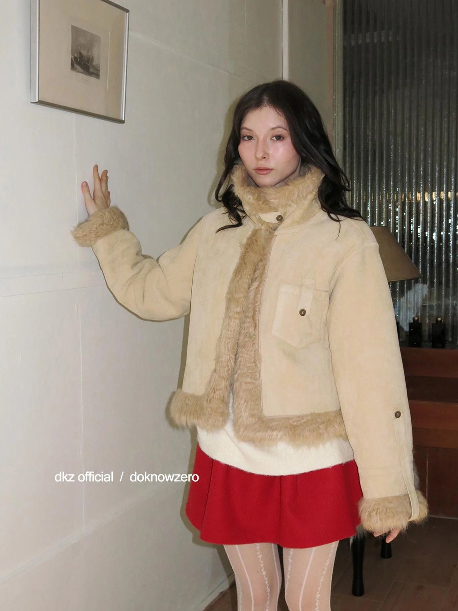 DKZ OFFICIAL Retro Faux Fur Collar Winter Jacket For Women