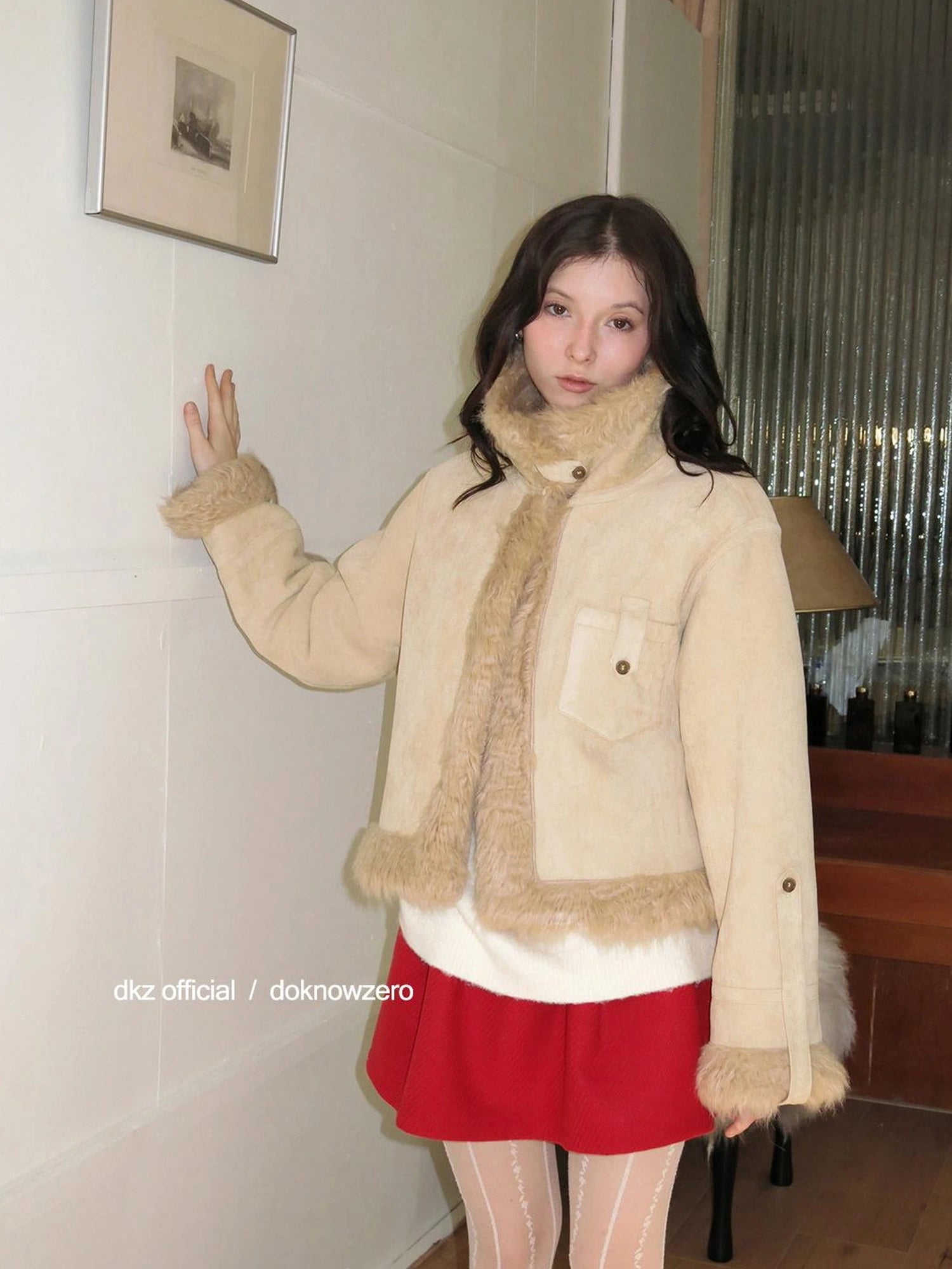 DKZ OFFICIAL Retro Faux Fur Collar Winter Jacket For Women