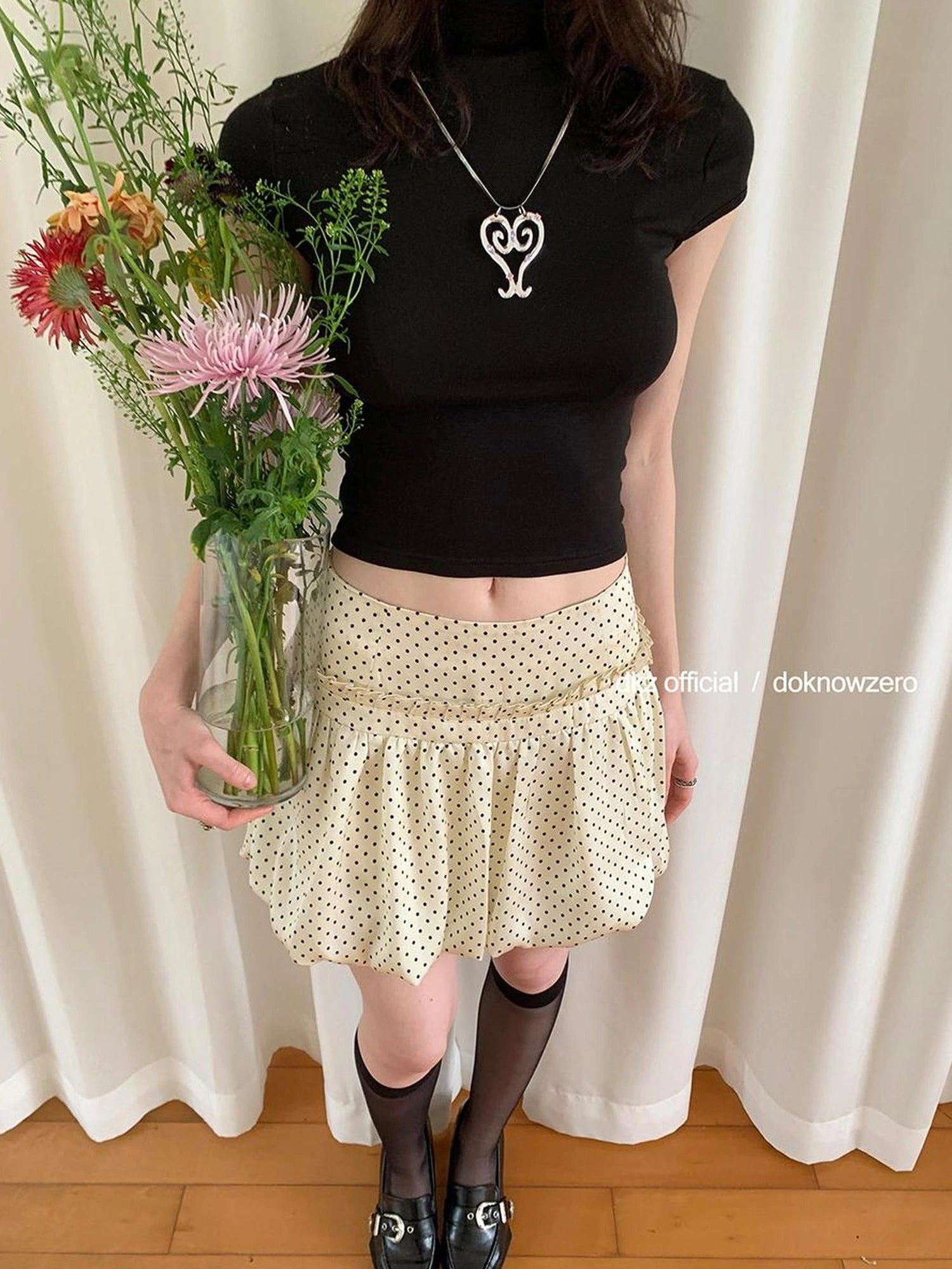 DKZ OFFICIAL Retro Sweet A Line Short Puffy Skort