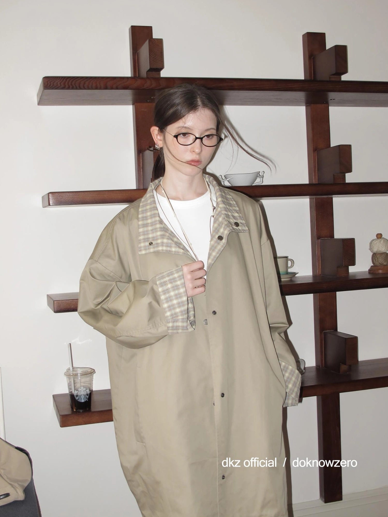 DKZ OFFICIAL Reversible Plaid Trench Coat For Women