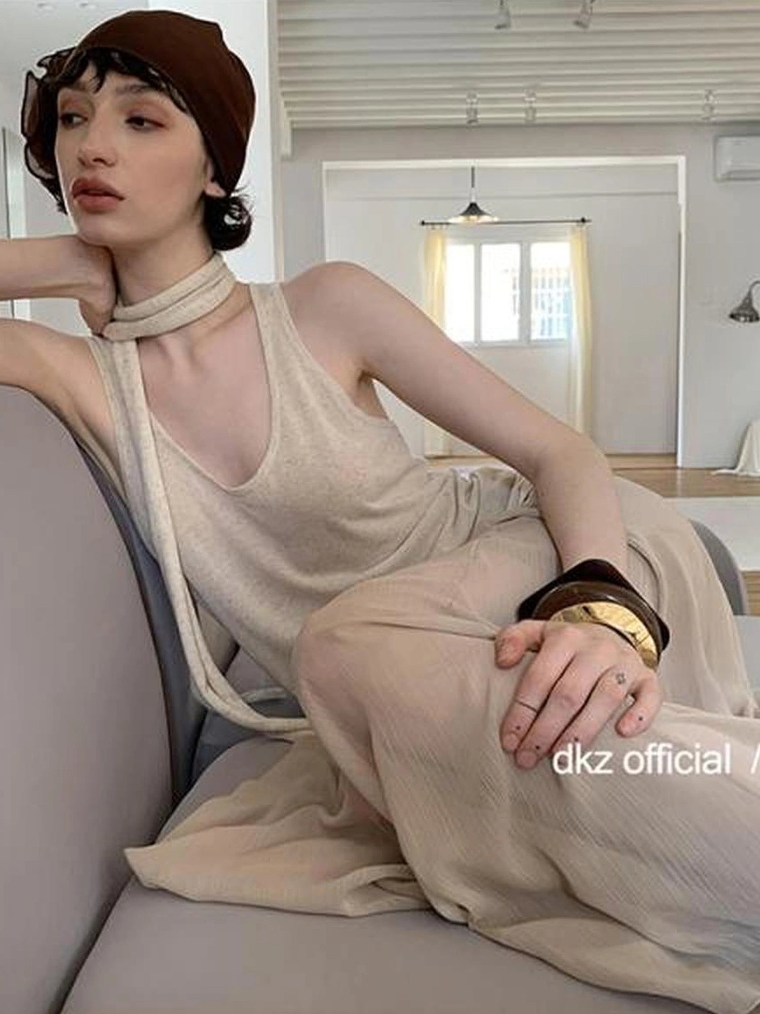 DKZ OFFICIAL Ribbed Knit Summer Tank Top Loose Fit Sleeveless