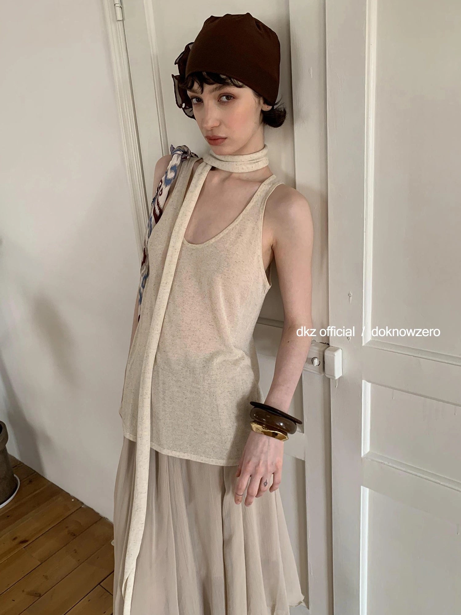 DKZ OFFICIAL Ribbed Knit Summer Tank Top Loose Fit Sleeveless