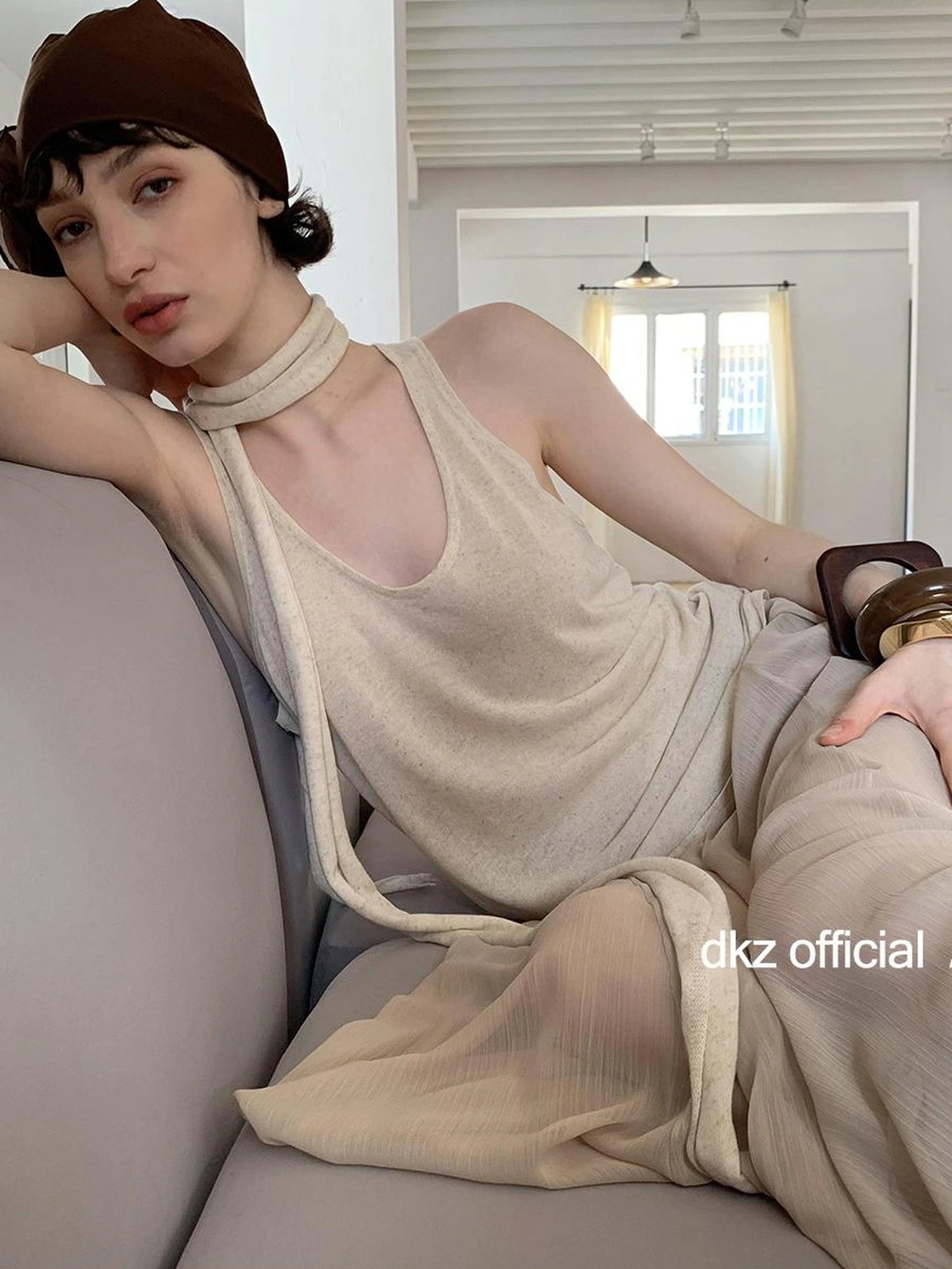 DKZ OFFICIAL Ribbed Knit Summer Tank Top Loose Fit Sleeveless