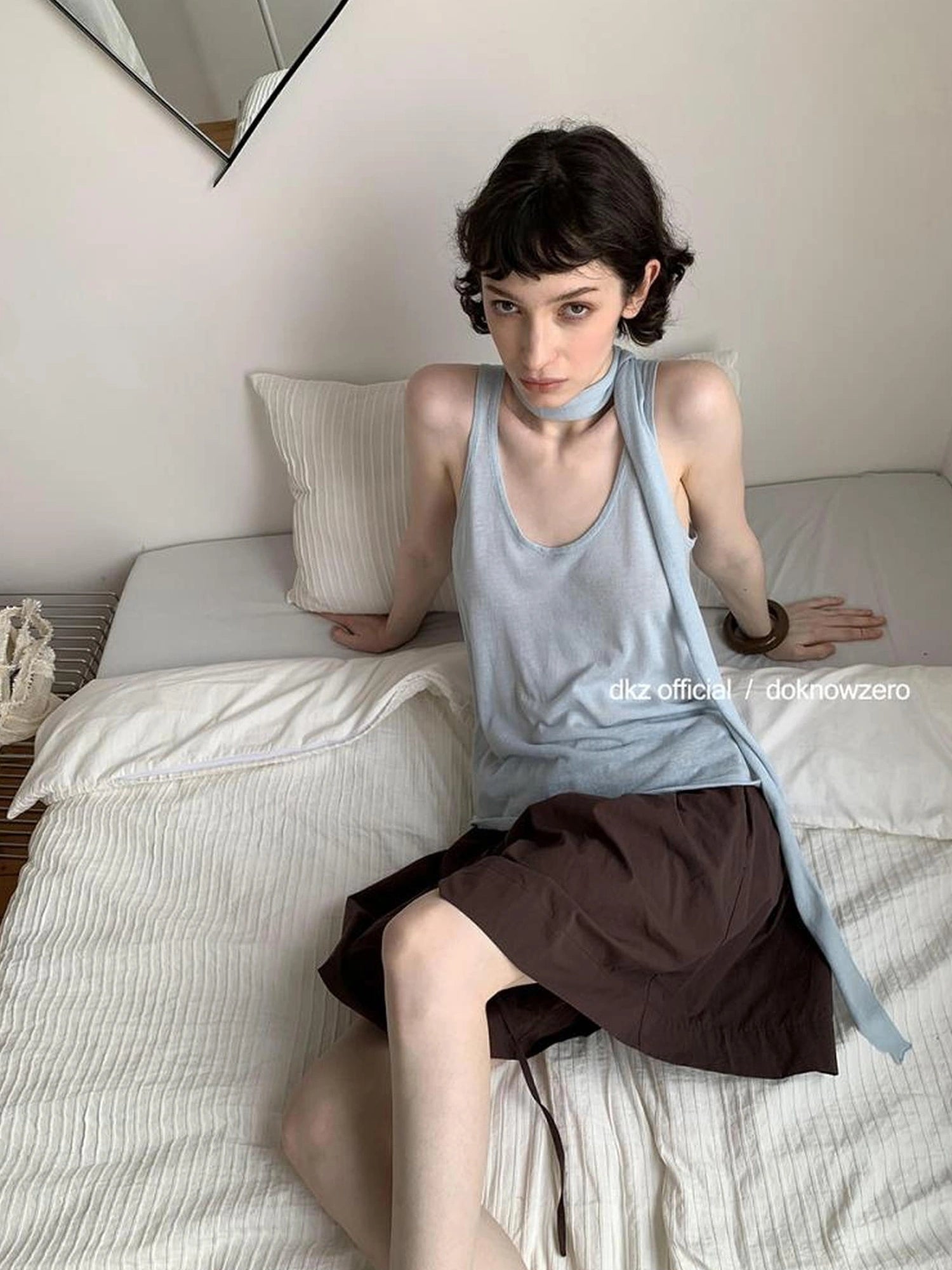 DKZ OFFICIAL Ribbed Knit Summer Tank Top Loose Fit Sleeveless