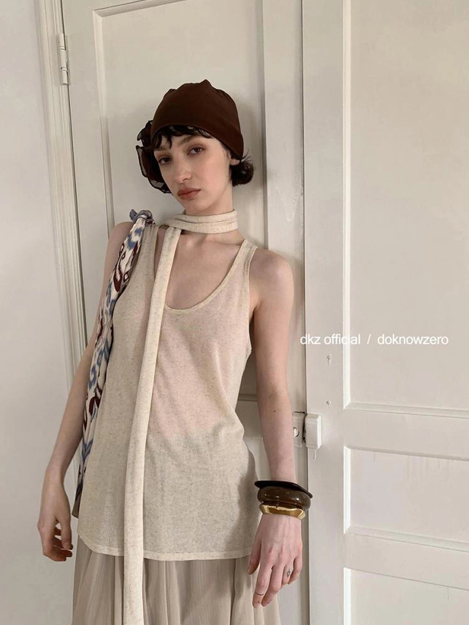 DKZ OFFICIAL Ribbed Knit Summer Tank Top Loose Fit Sleeveless