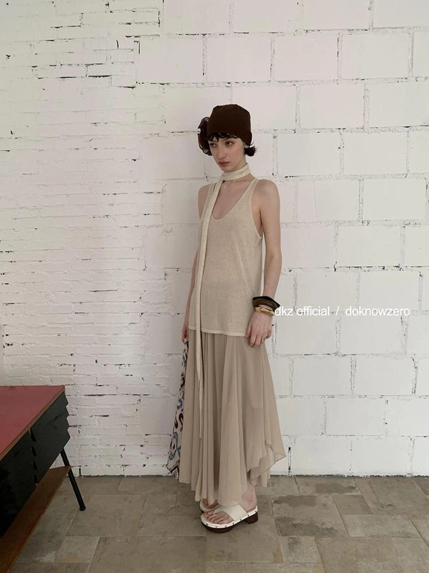 DKZ OFFICIAL Ribbed Knit Summer Tank Top Loose Fit Sleeveless