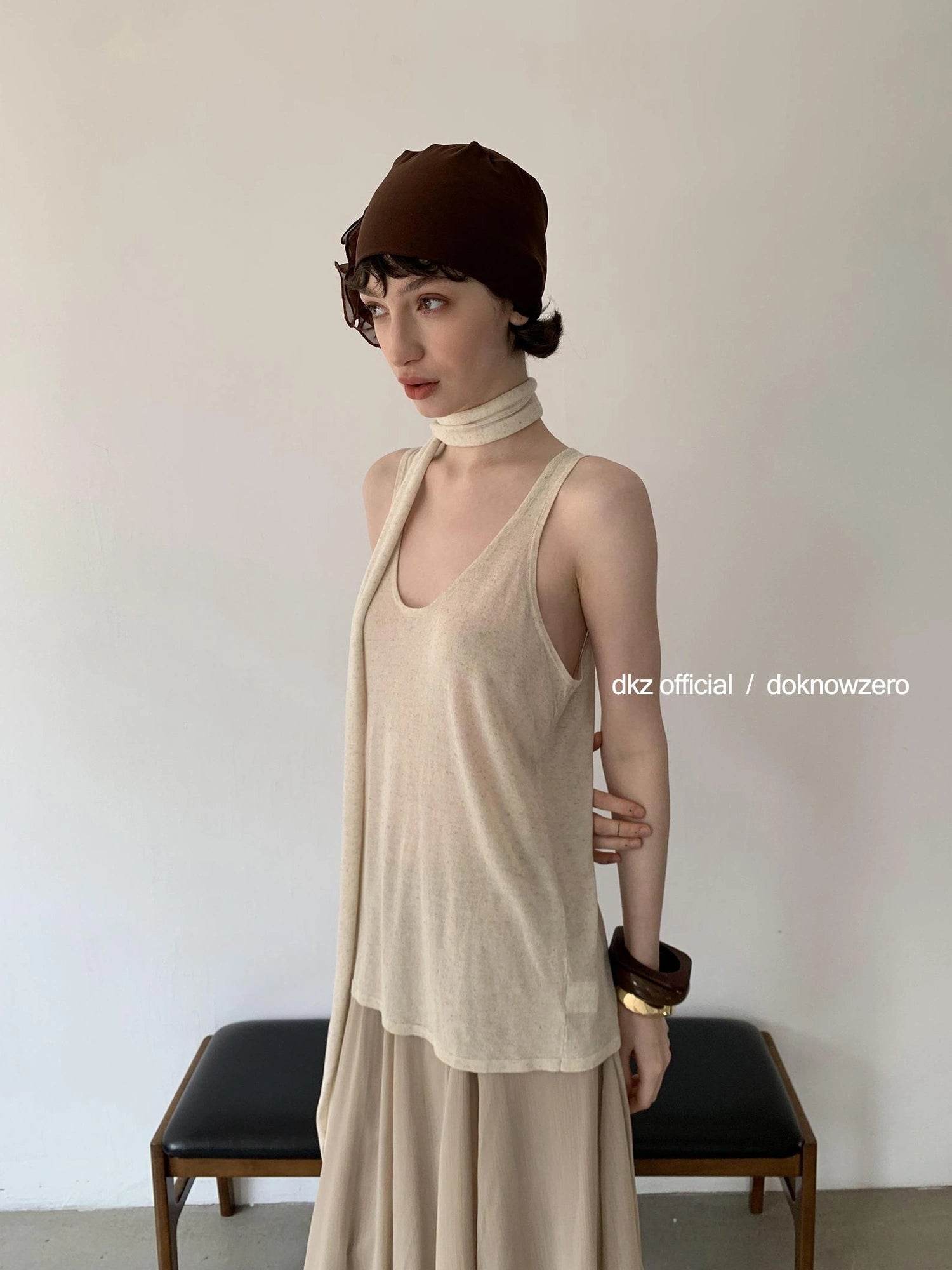 DKZ OFFICIAL Ribbed Knit Summer Tank Top Loose Fit Sleeveless