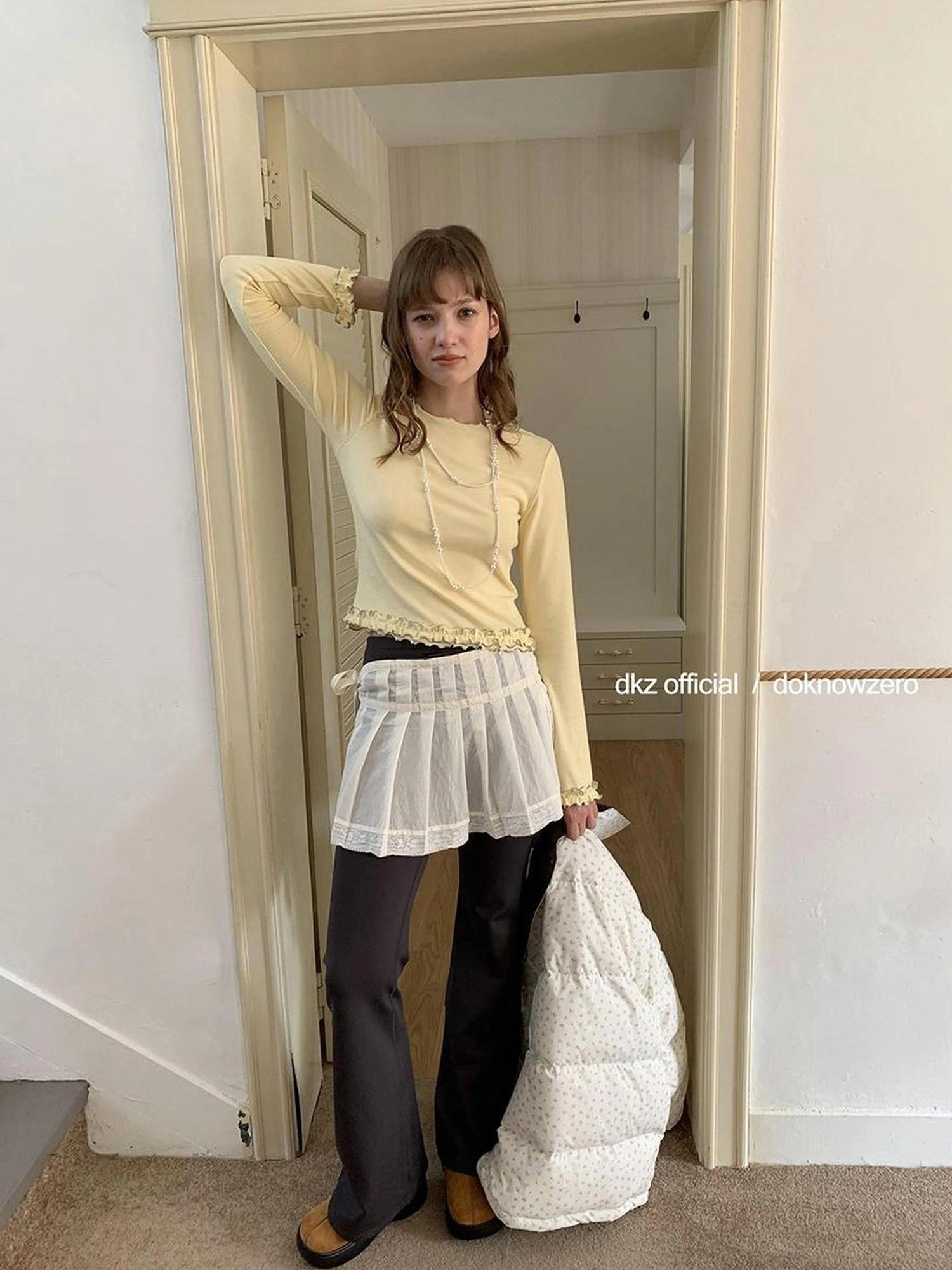 DKZ OFFICIAL Rolled Cuff Slim Fit Long Sleeve Tee