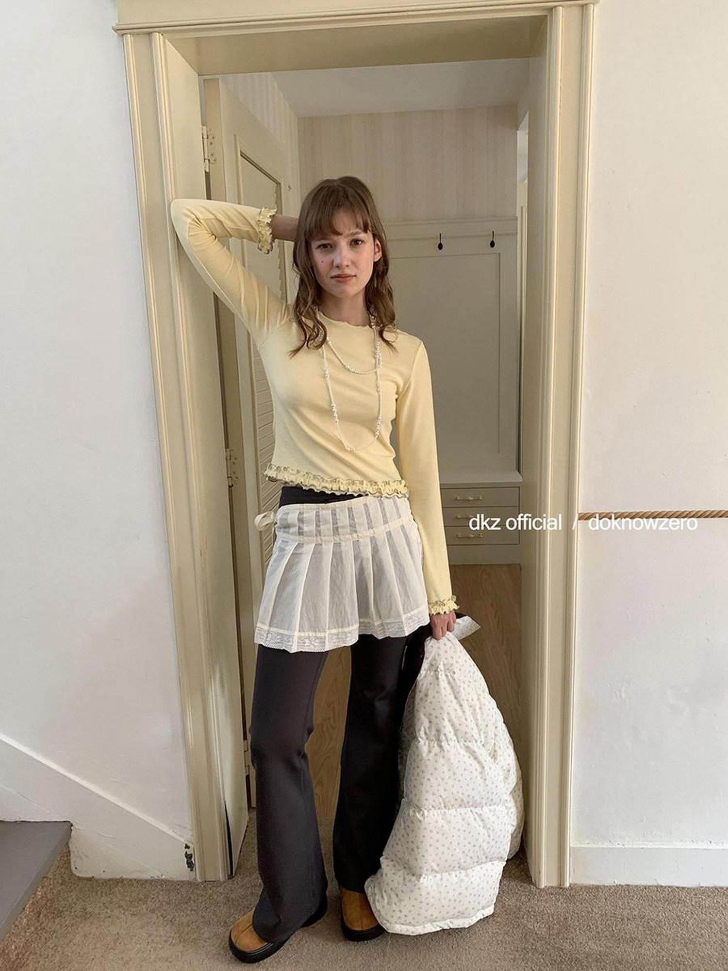 DKZ OFFICIAL Rolled Hem Slim Fit Women&