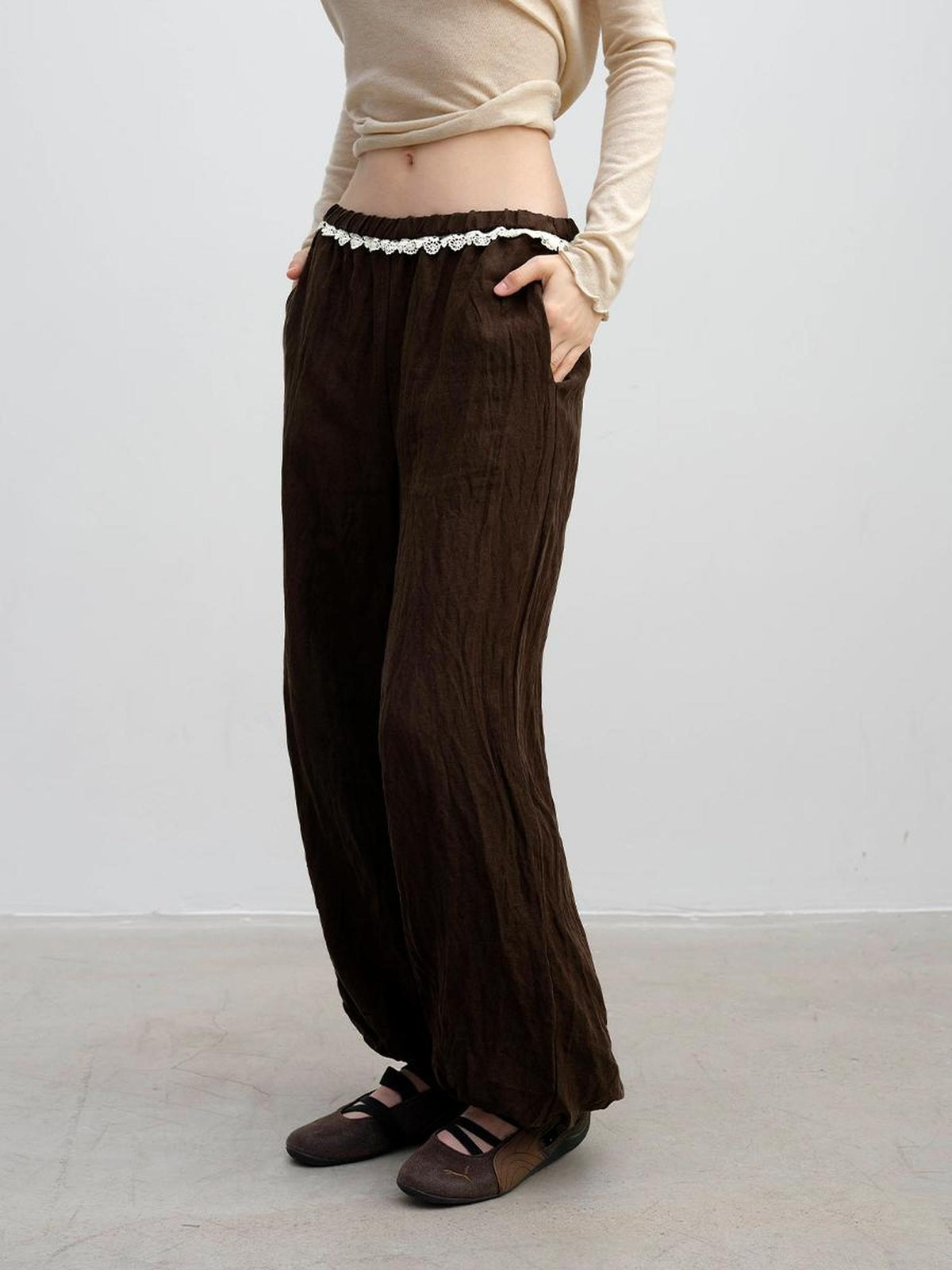 DKZ OFFICIAL Ruched Elastic Waist Lyocell Women&