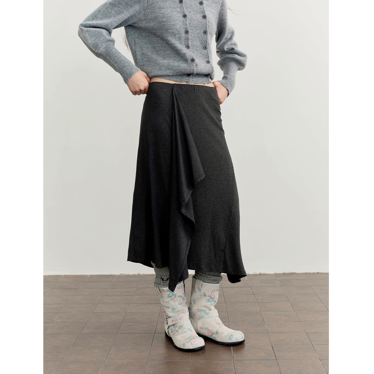 DKZ_OFFICIAL_Ruffled_Asymmetric_Patchwork_Modal_Wool_Women&