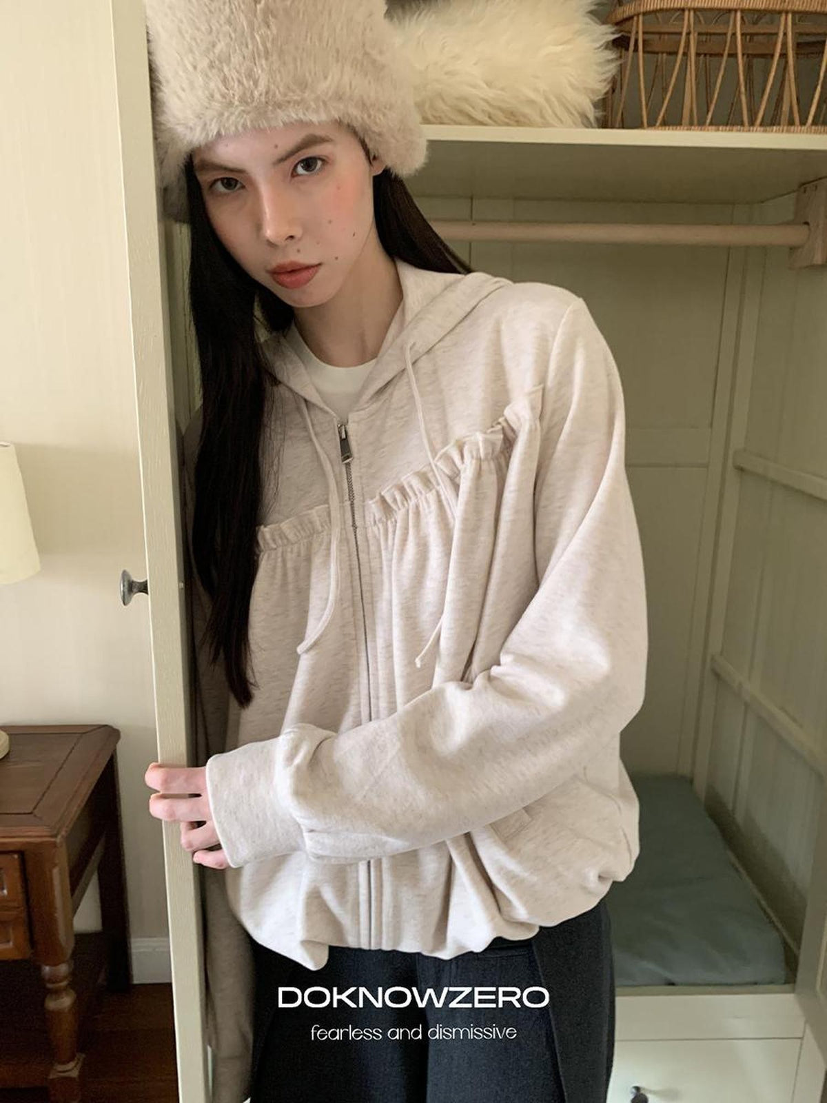 DKZ OFFICIAL Ruffled Hem Loose Fit Women&