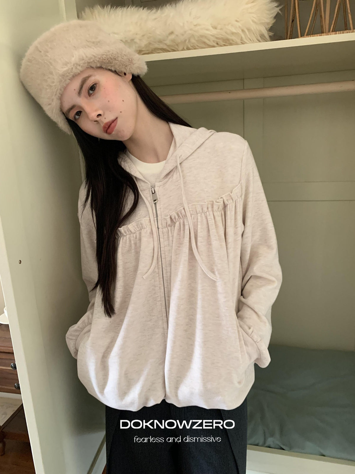 DKZ OFFICIAL Ruffled Hem Loose Fit Women&