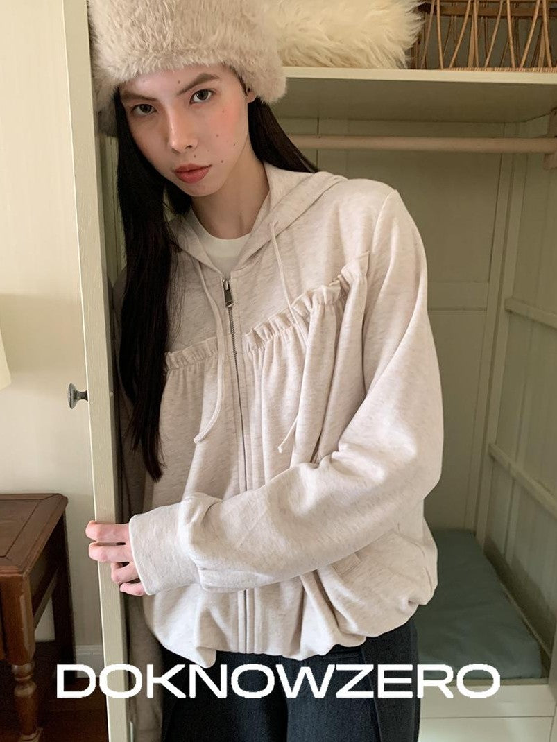 DKZ OFFICIAL Ruffled Hem Loose Fit Women&