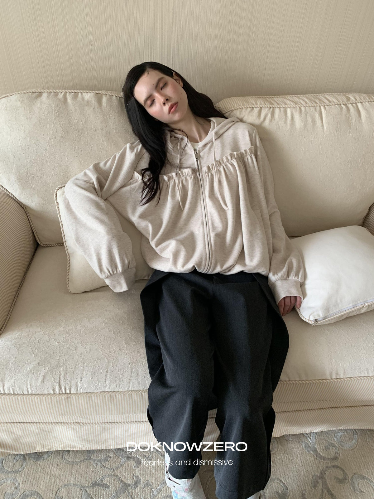 DKZ OFFICIAL Ruffled Hem Loose Fit Women&