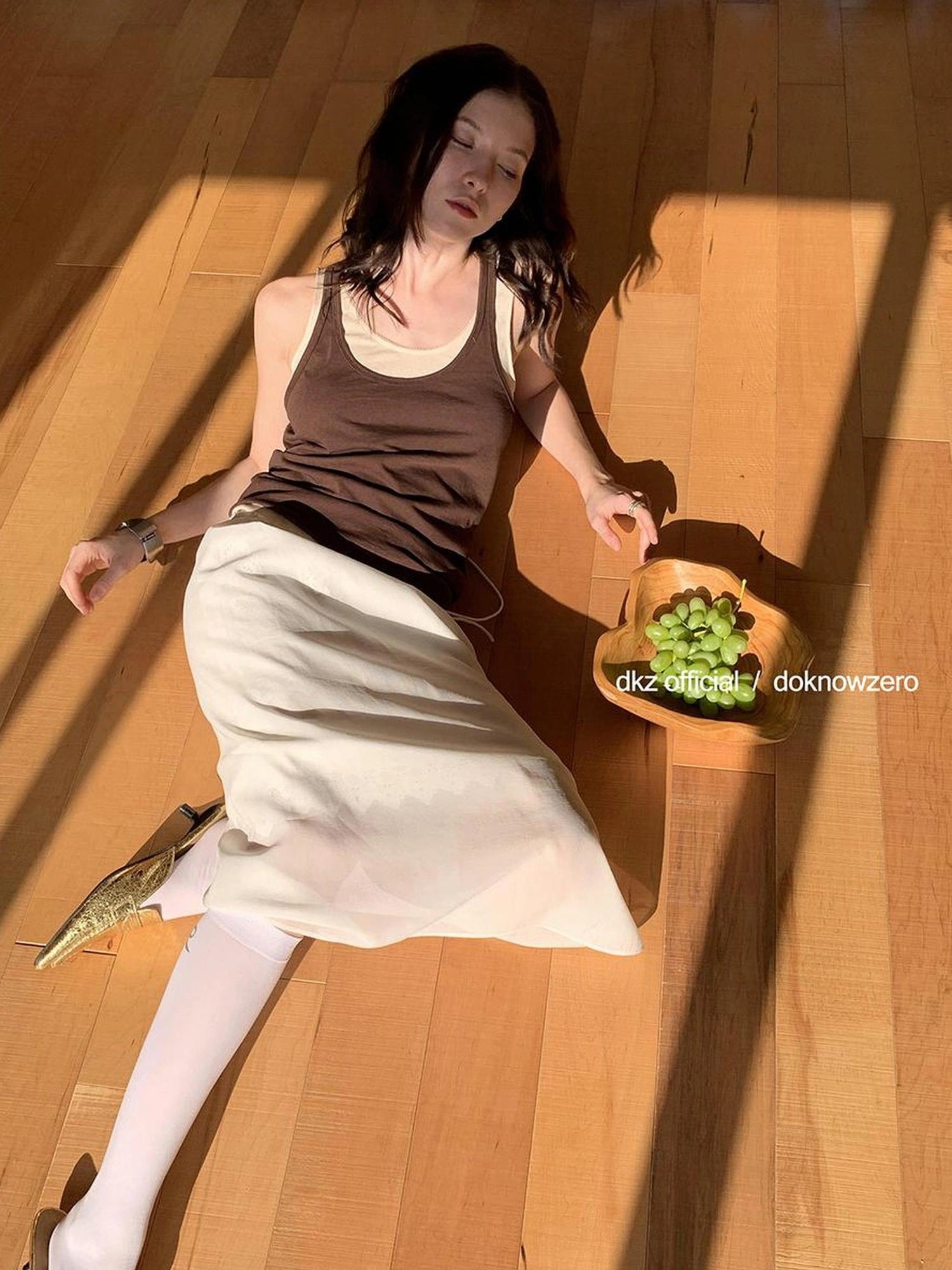 DKZ OFFICIAL Sheer Lace Straight Skirt In White