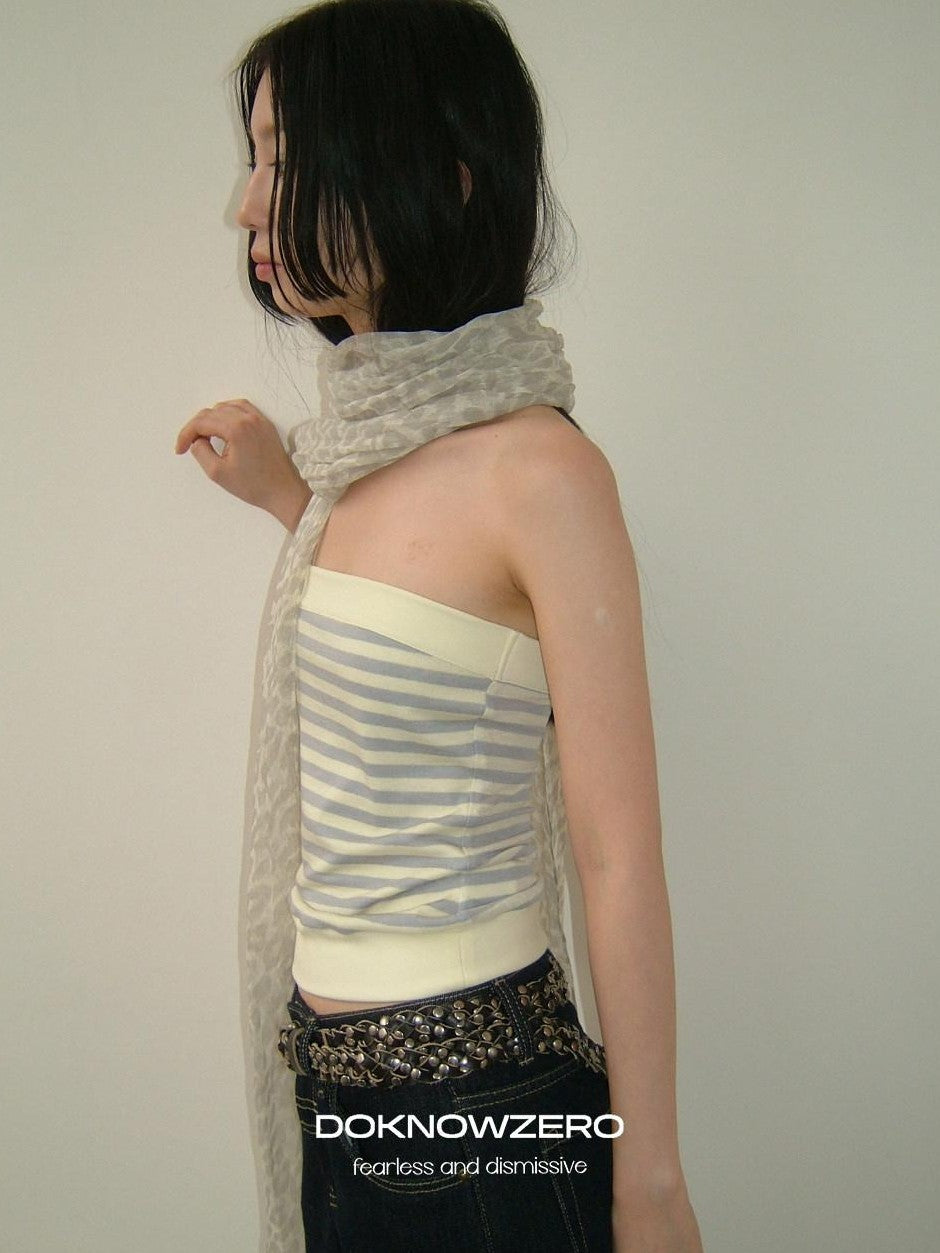 DKZ OFFICIAL Sheer Layered Leopard Print Women&
