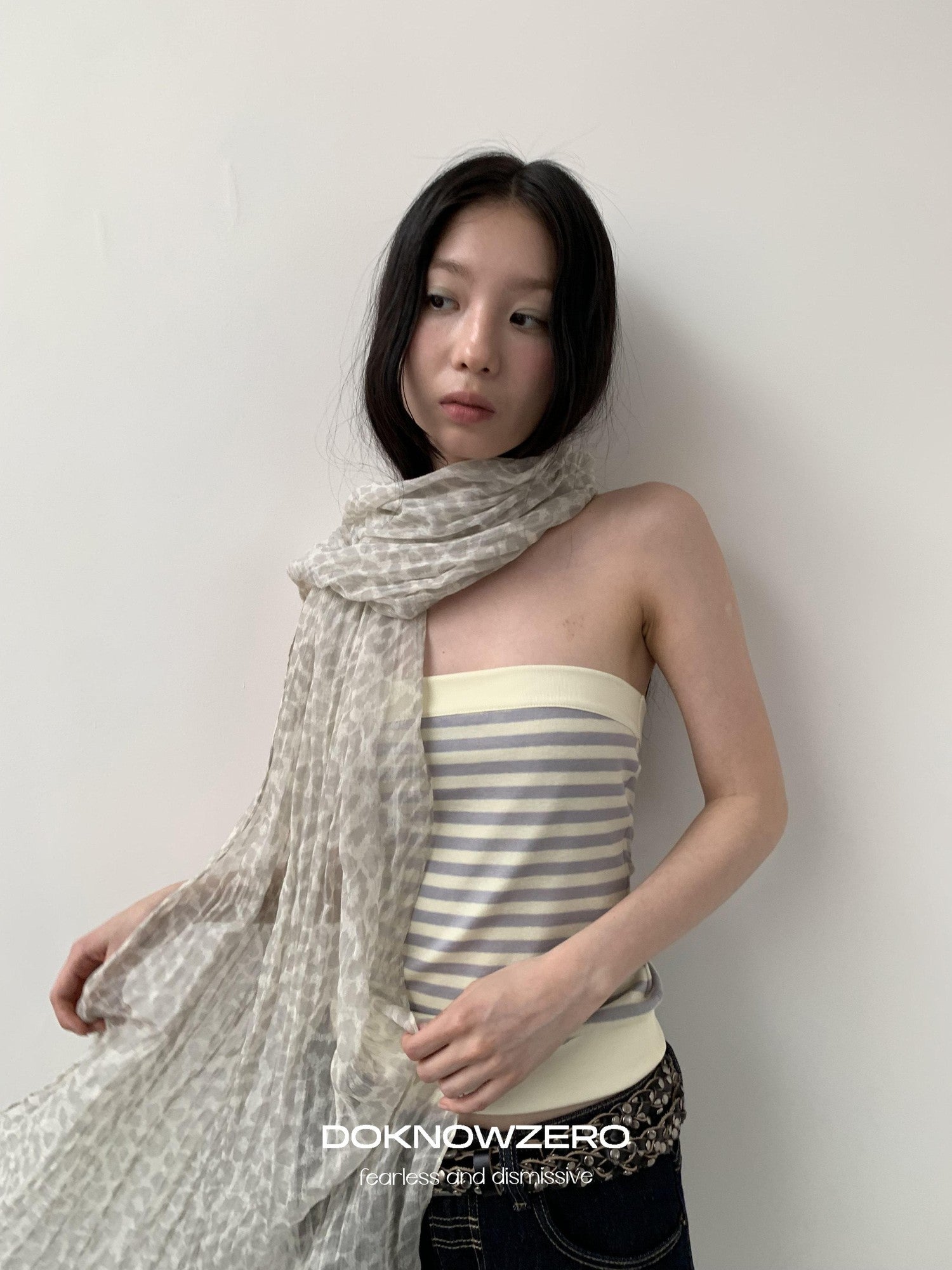 DKZ OFFICIAL Sheer Layered Leopard Print Women&