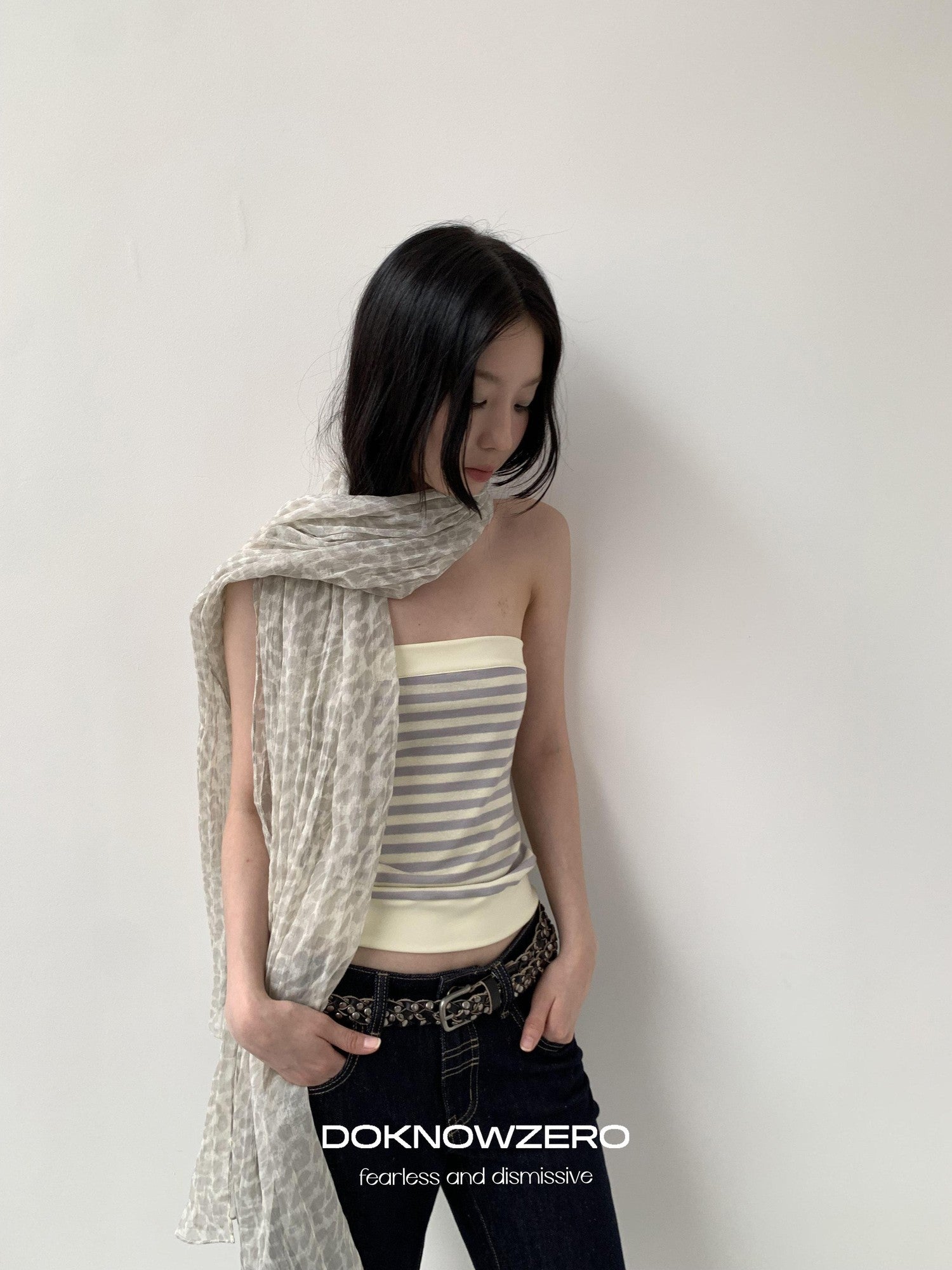 DKZ OFFICIAL Sheer Layered Leopard Print Women&