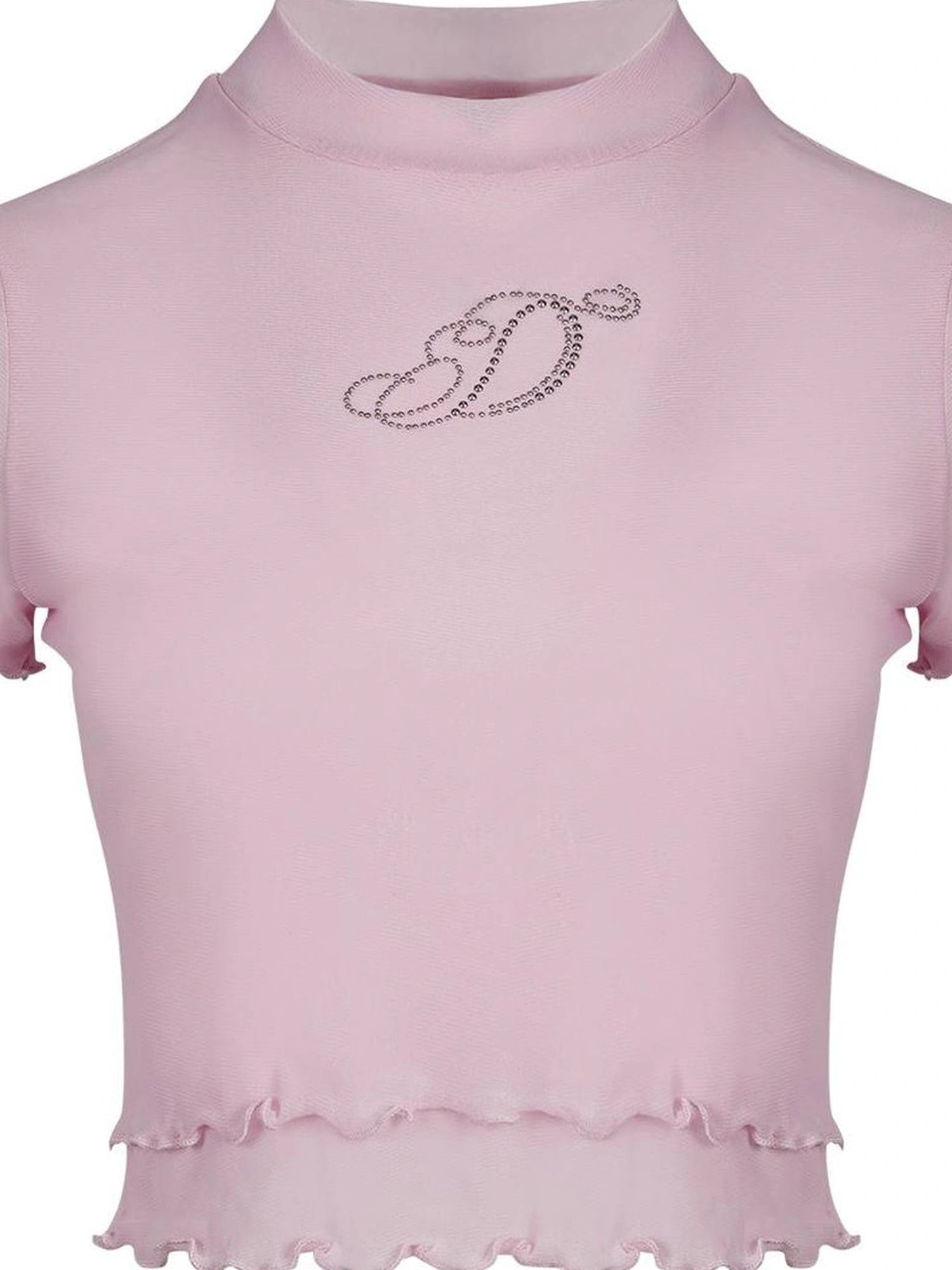 DKZ OFFICIAL Sheer Mesh Pink Tee With Sequins