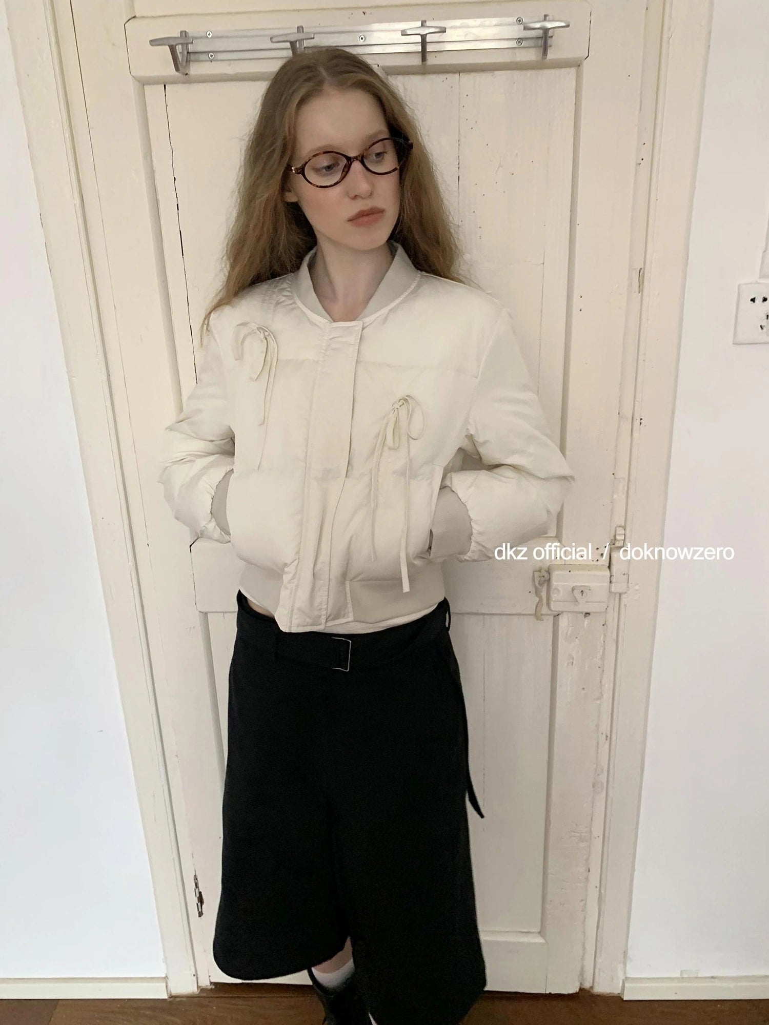 DKZ OFFICIAL Short Padded Jacket For Women Slim Fit Letter Print Autumn Winter Coat